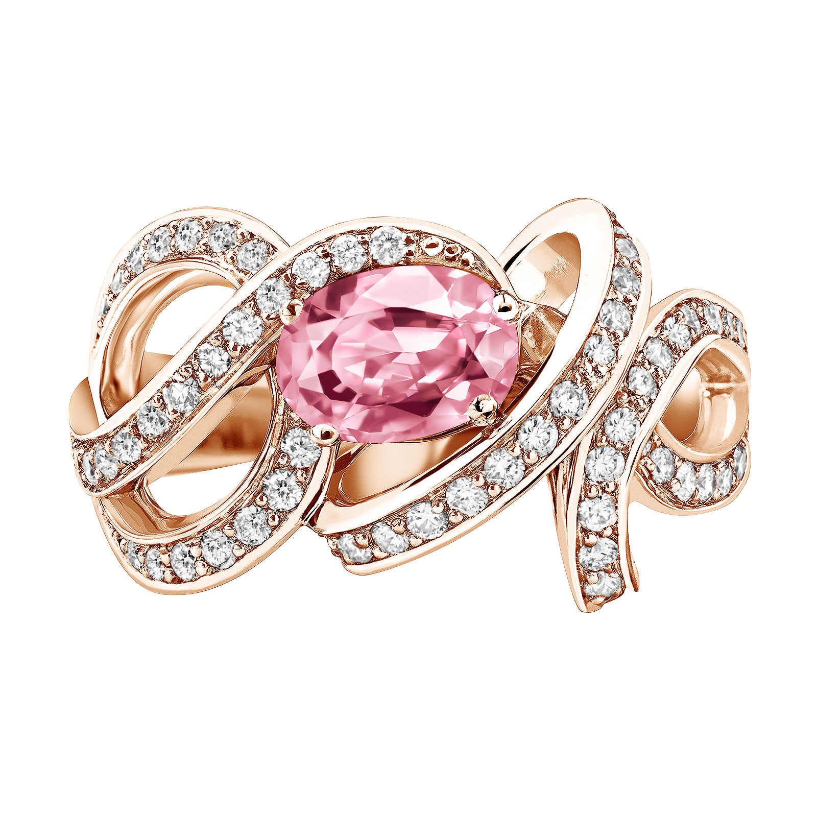 Ring Roségold Turmalin und diamanten Olympia 1