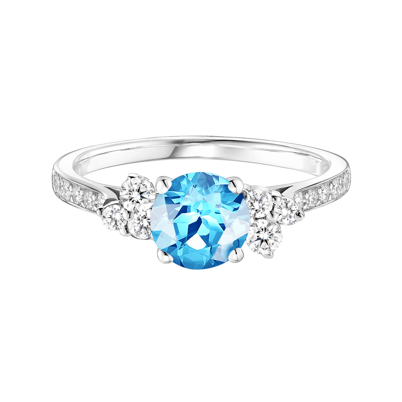 Bague Or blanc Topaze et diamants Baby EverBloom 6 mm Pavée 1