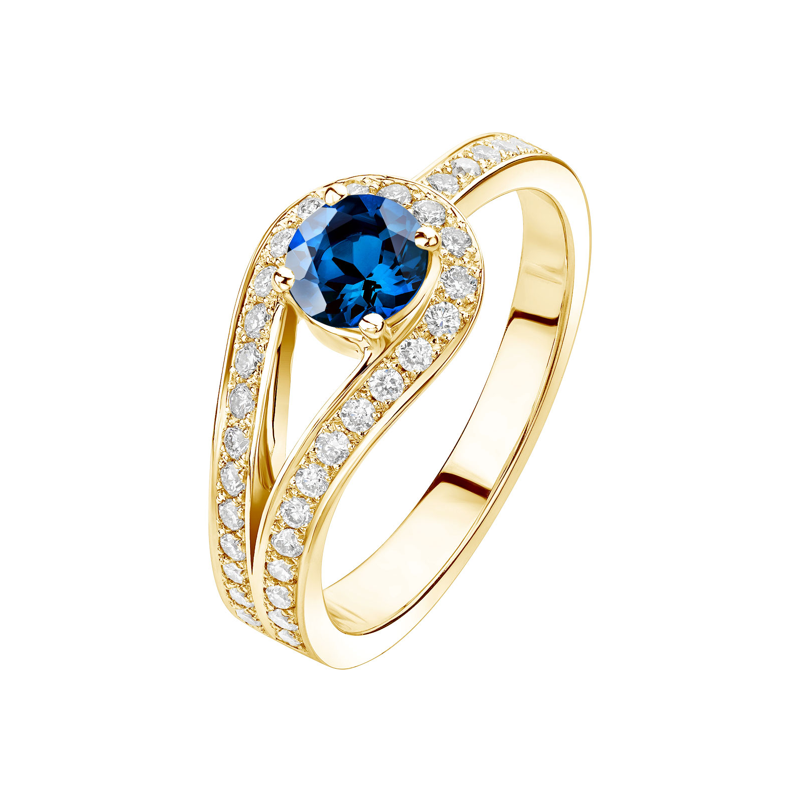 Ring Yellow gold Sapphire and diamonds Romy 1