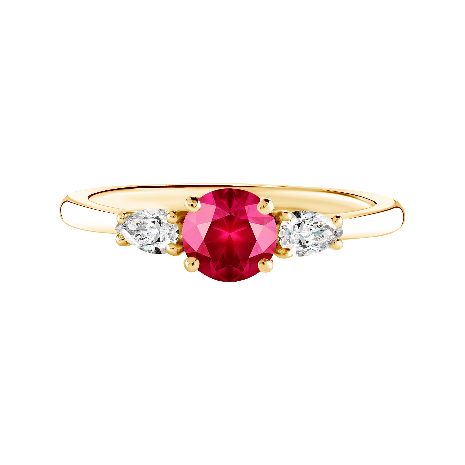 Ring Yellow gold Ruby and diamonds Little Lady Duo de Poires 1