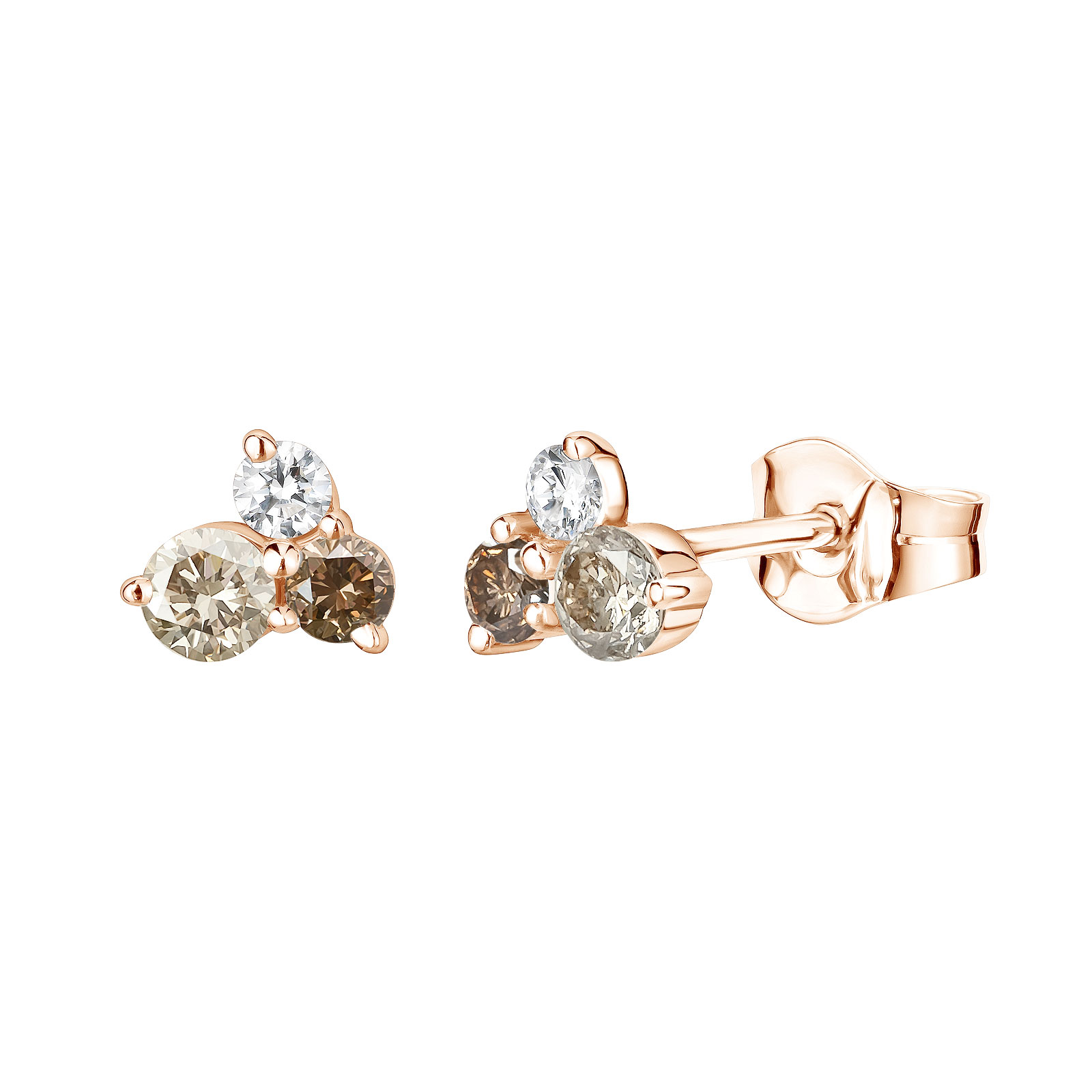 Earrings Rose gold and diamonds Mini EverBloom Diamants Champagne & Chocolat 1