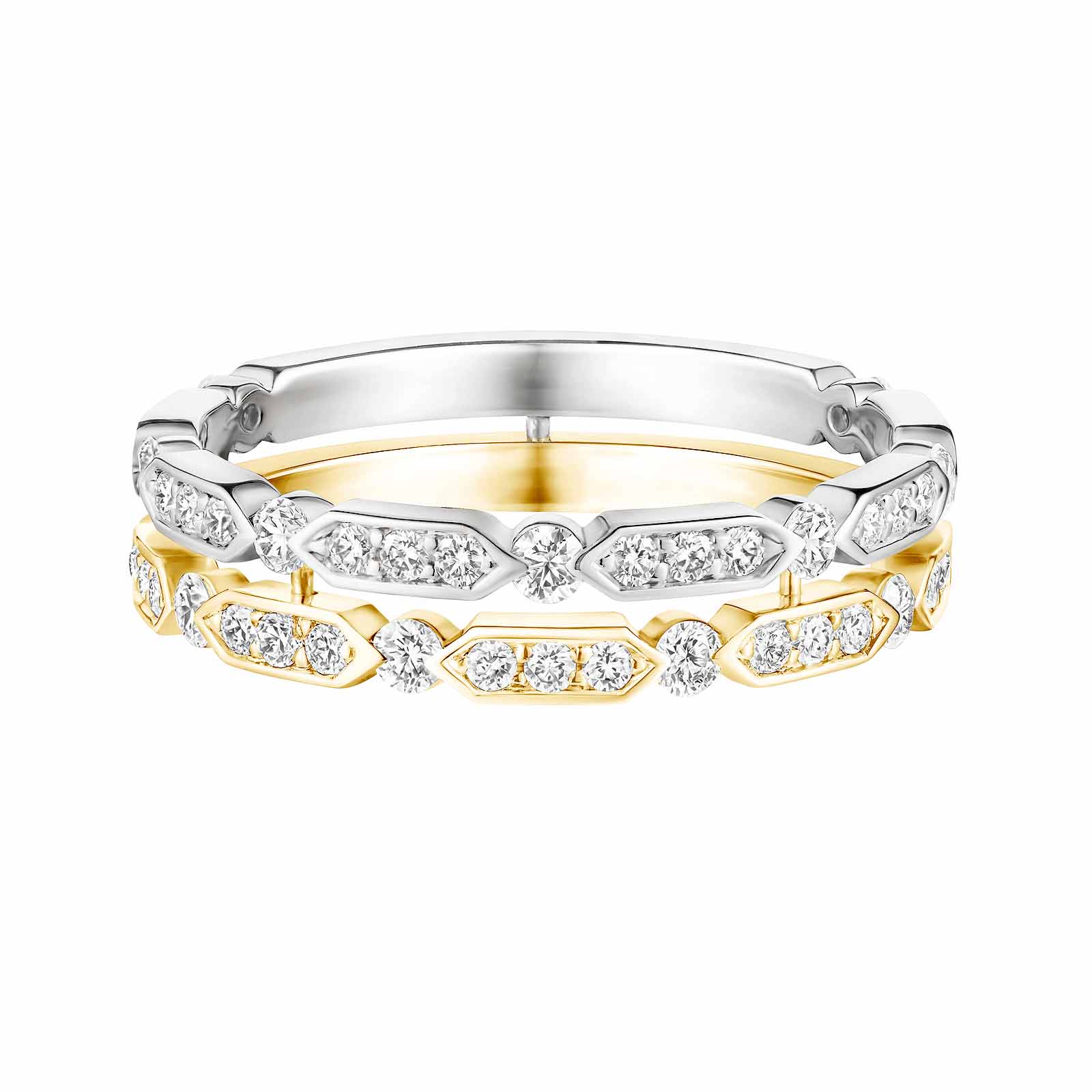 Ring Weiß- und Gelbgold Diamant MET Duo Pavée 1