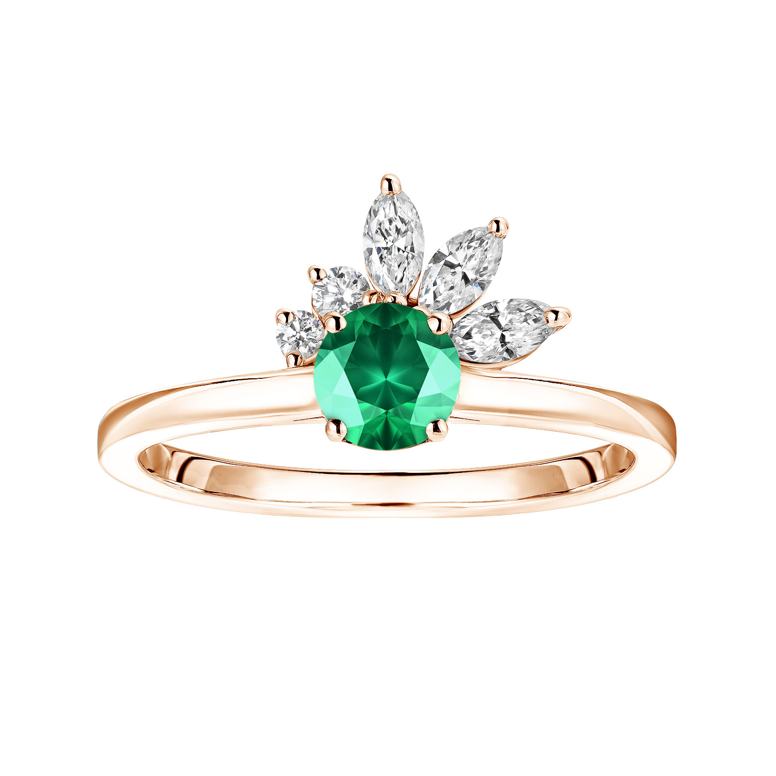 Ring Rose gold Emerald and diamonds Little EverBloom 1