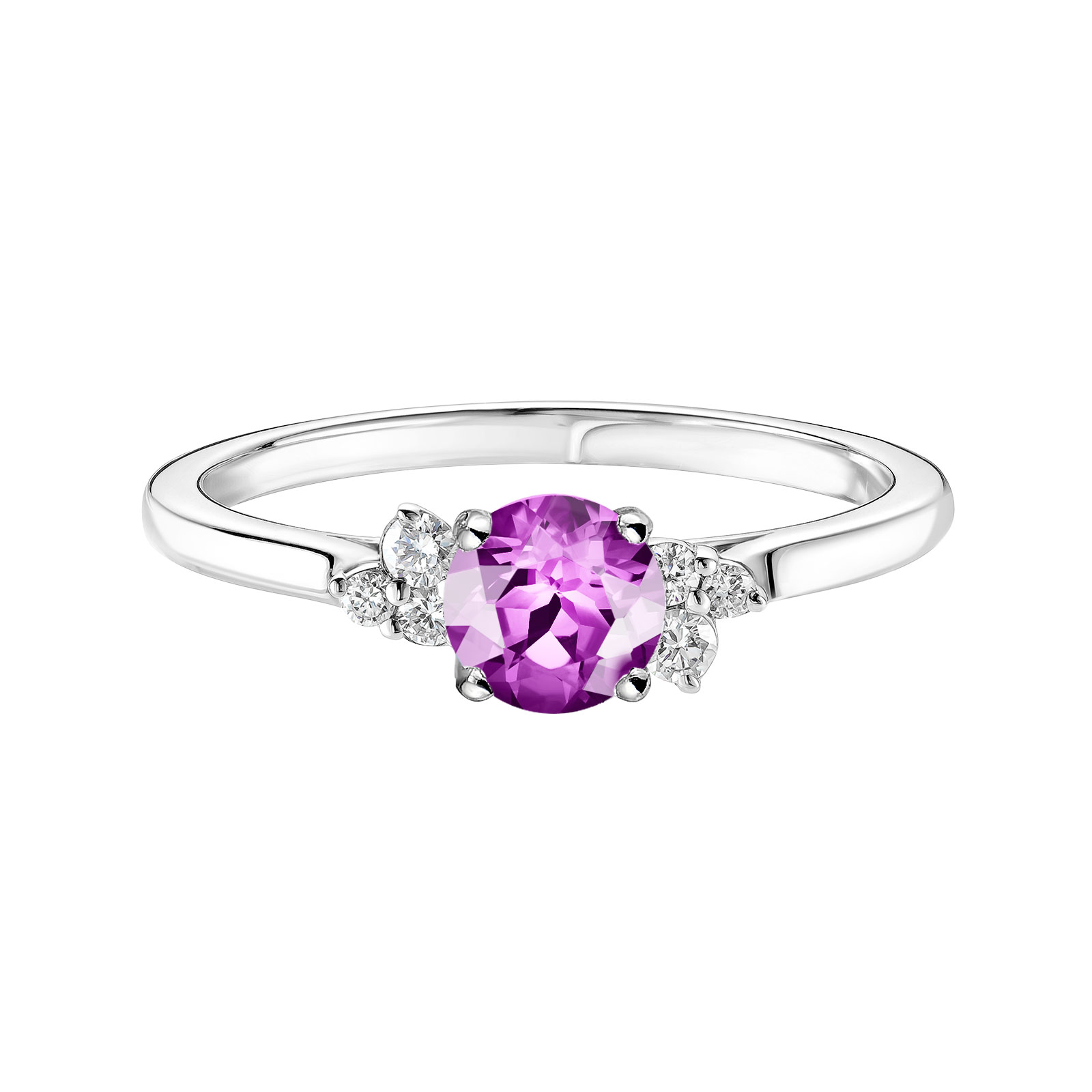 Bague Or blanc Améthyste et diamants Baby EverBloom 5 mm 1