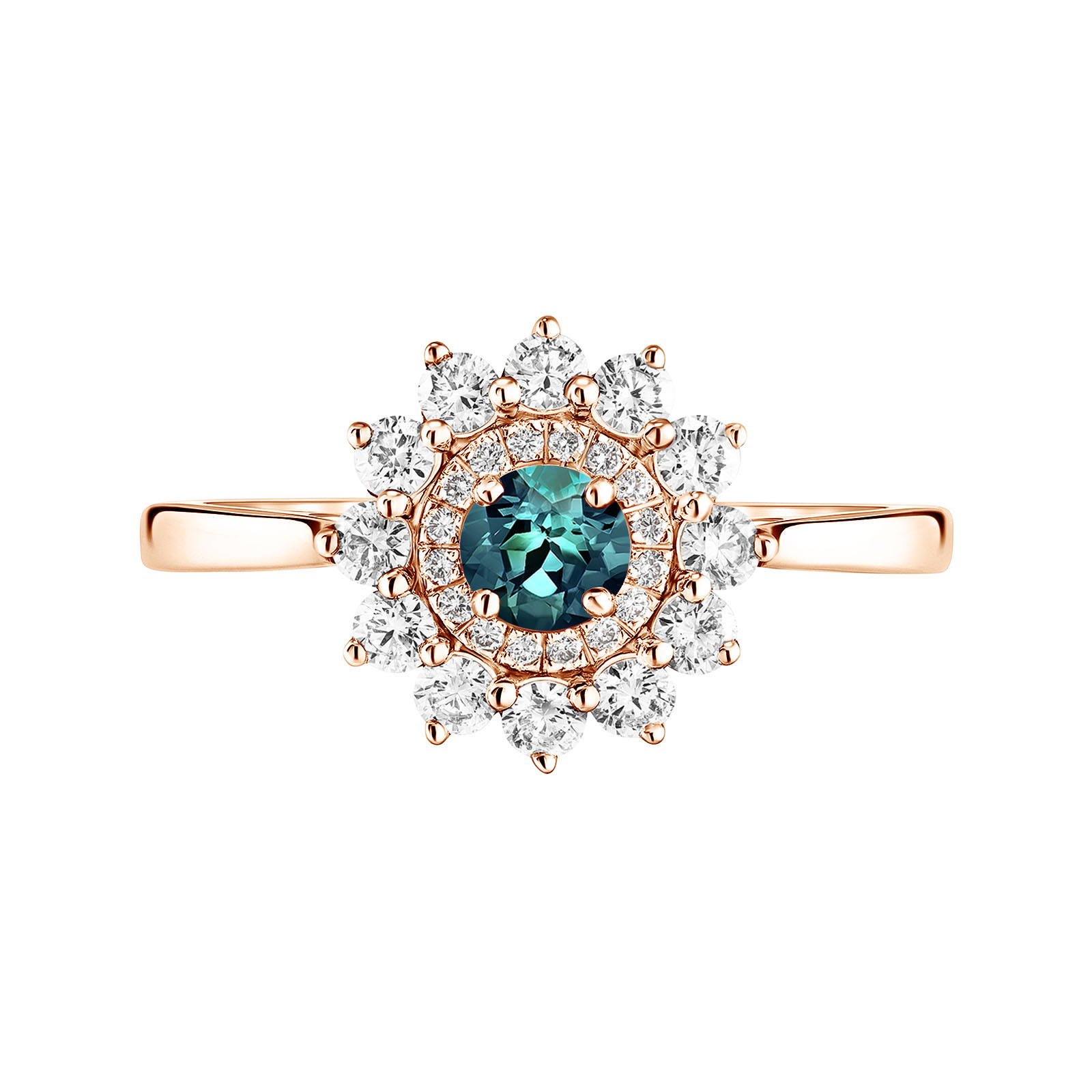 Ring Rose gold Teal Sapphire Lefkos 4 mm 1