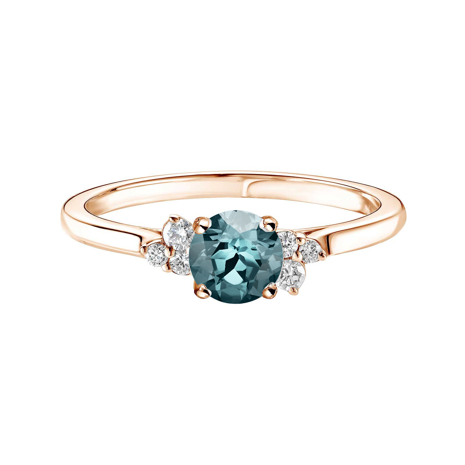 Ring Rose gold Blue Grey Sapphire and diamonds Baby EverBloom 5 mm 1