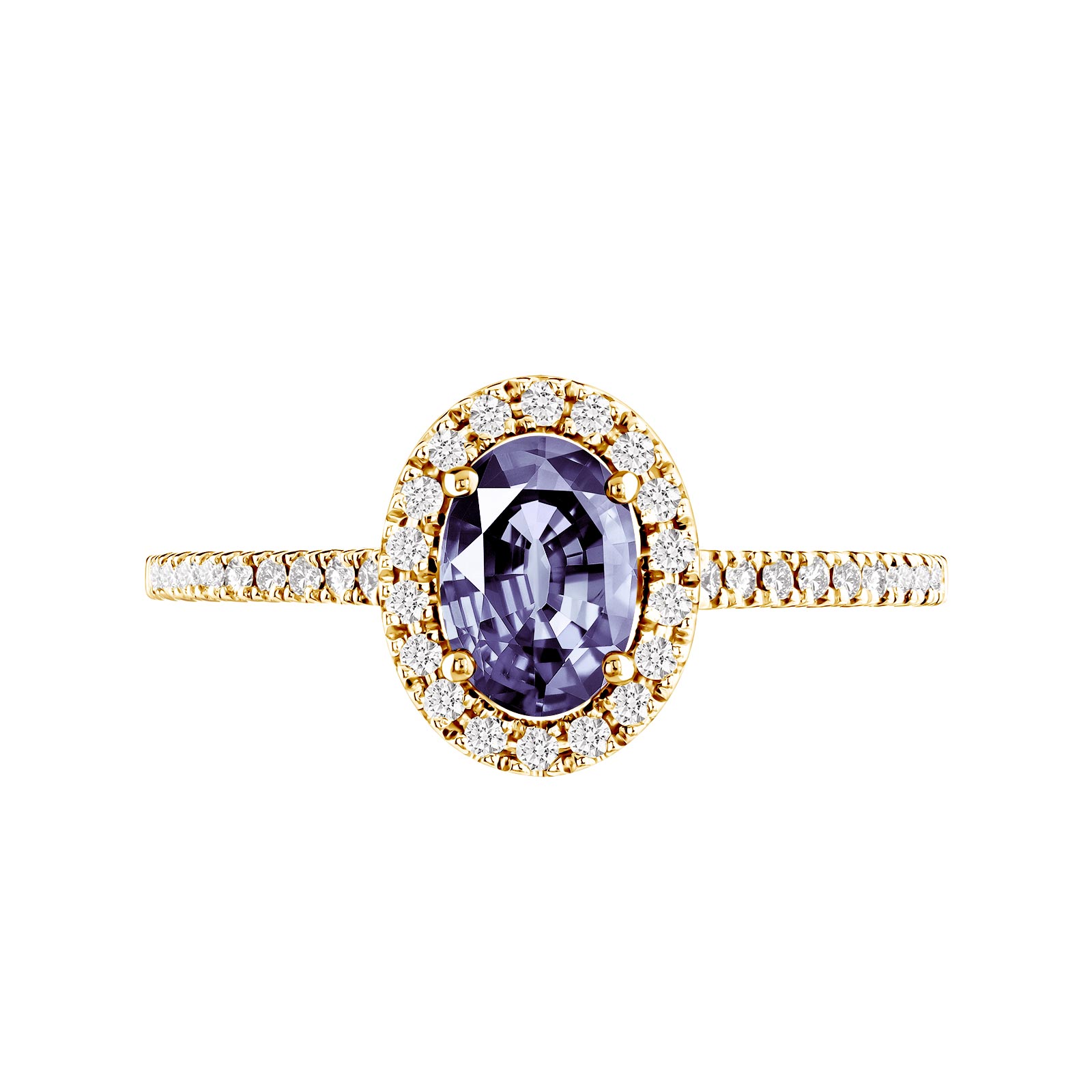 Ring Yellow gold Tanzanite and diamonds Rétromantique Ovale Pavée 1