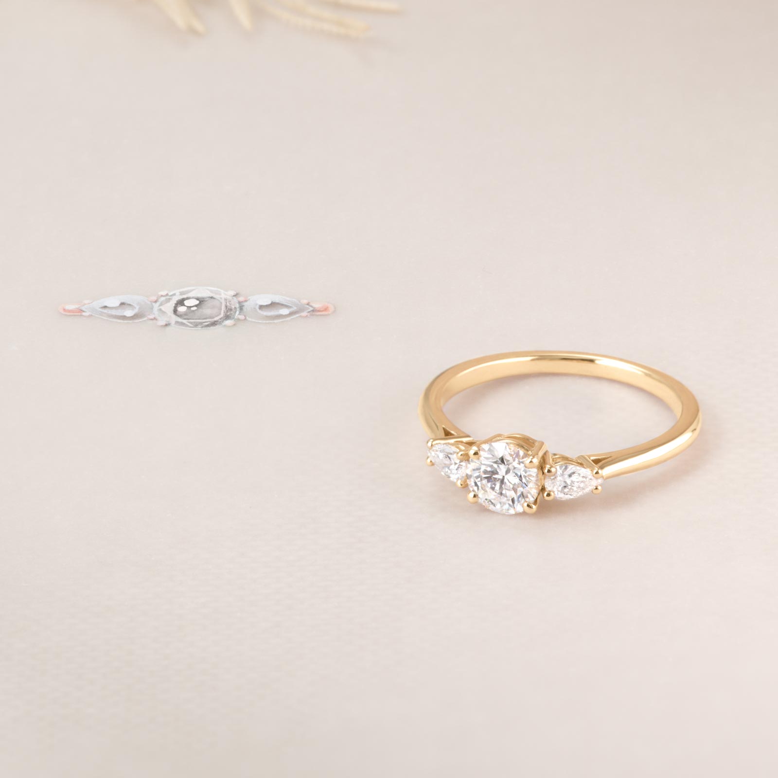 Ring Gelbgold Grüner Saphir und diamanten Little Lady Duo de Poires 3