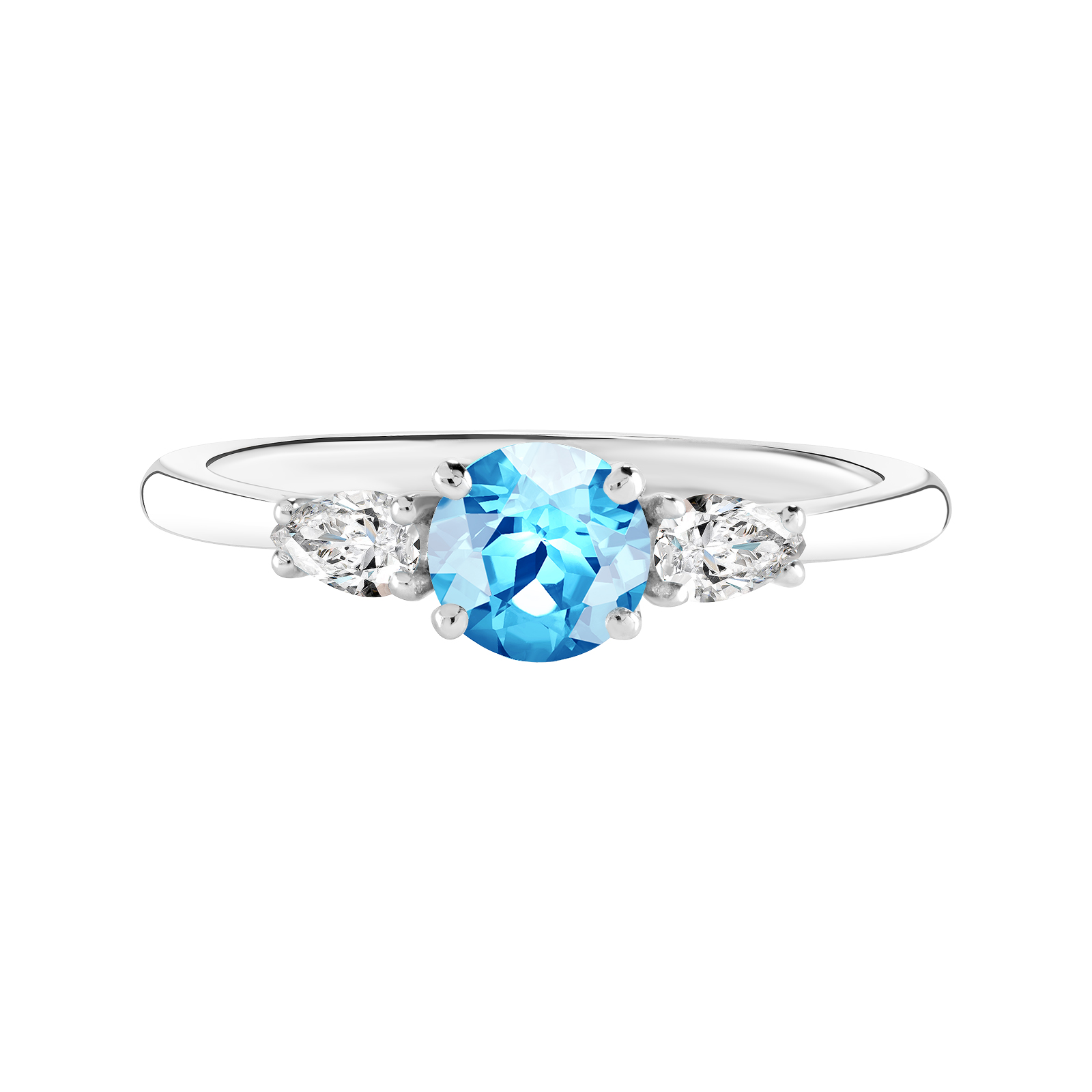 Bague Or blanc Topaze et diamants Little Lady Duo de Poires 1