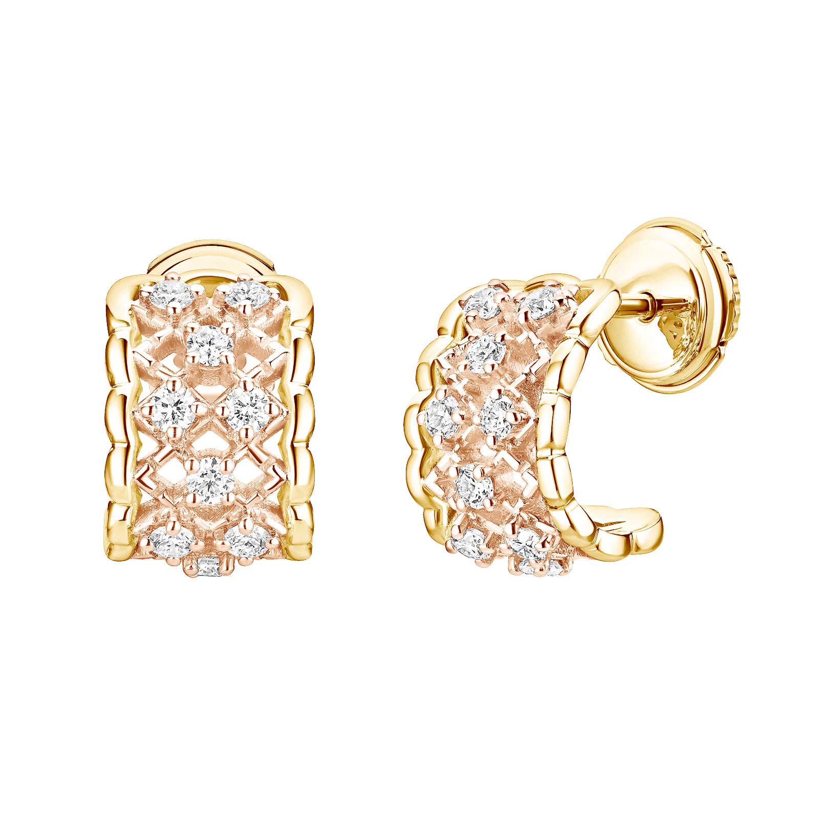 Earrings Rose and yellow gold Diamond RétroMilano 1