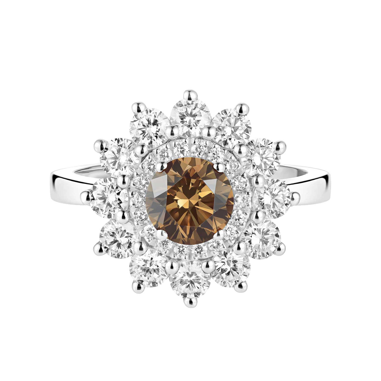 Ring White gold Chocolate Diamond and diamonds Lefkos 6 mm 1