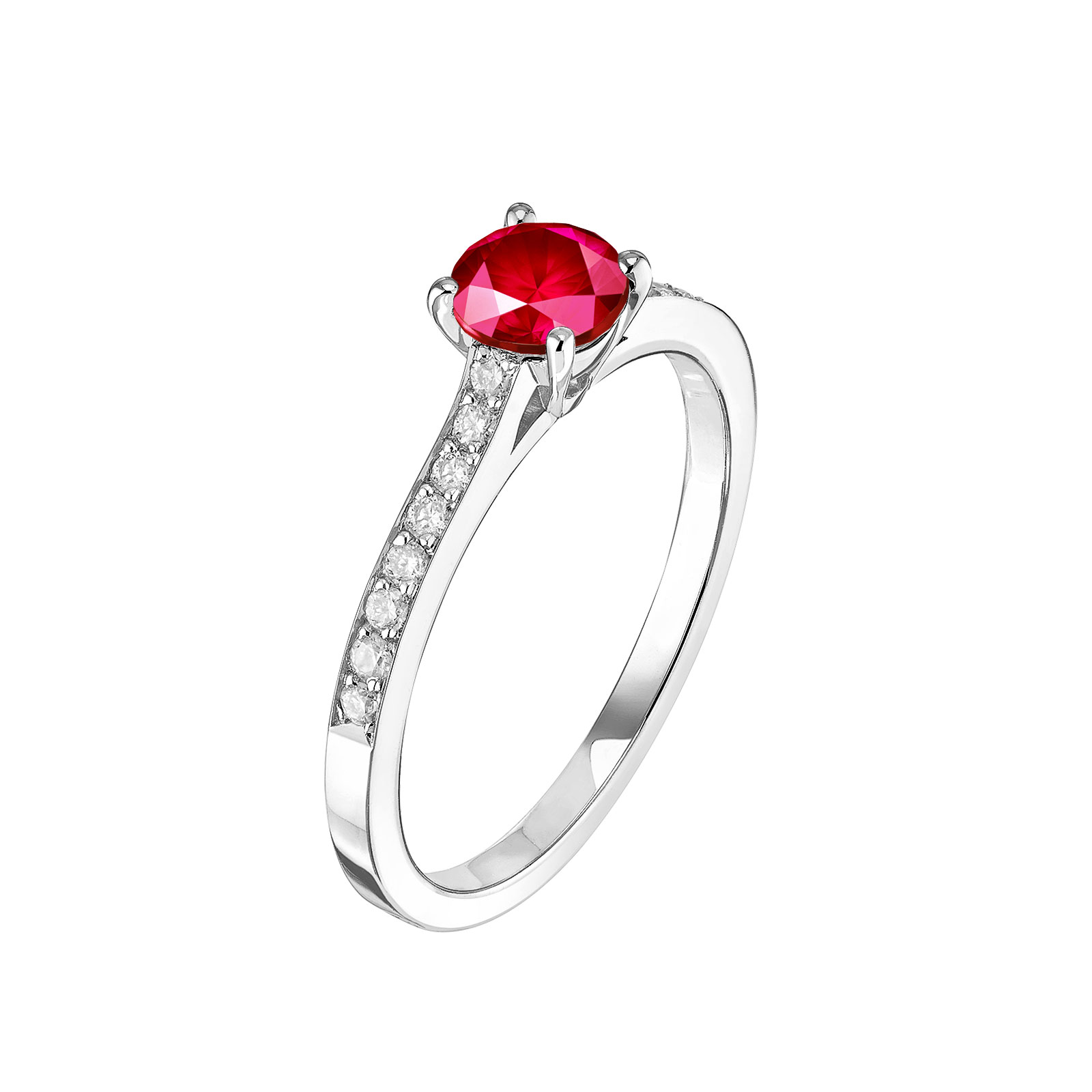 Ring Platinum Ruby and diamonds Little Lady Pavée 1
