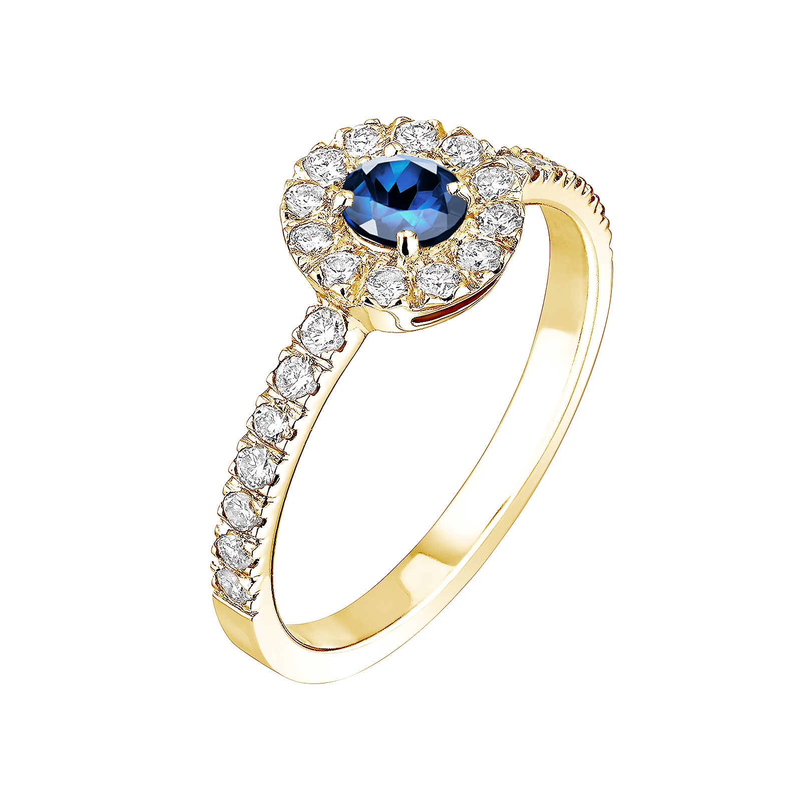 Ring Gelbgold Saphir und diamanten Rétromantique Solo Pavée 1