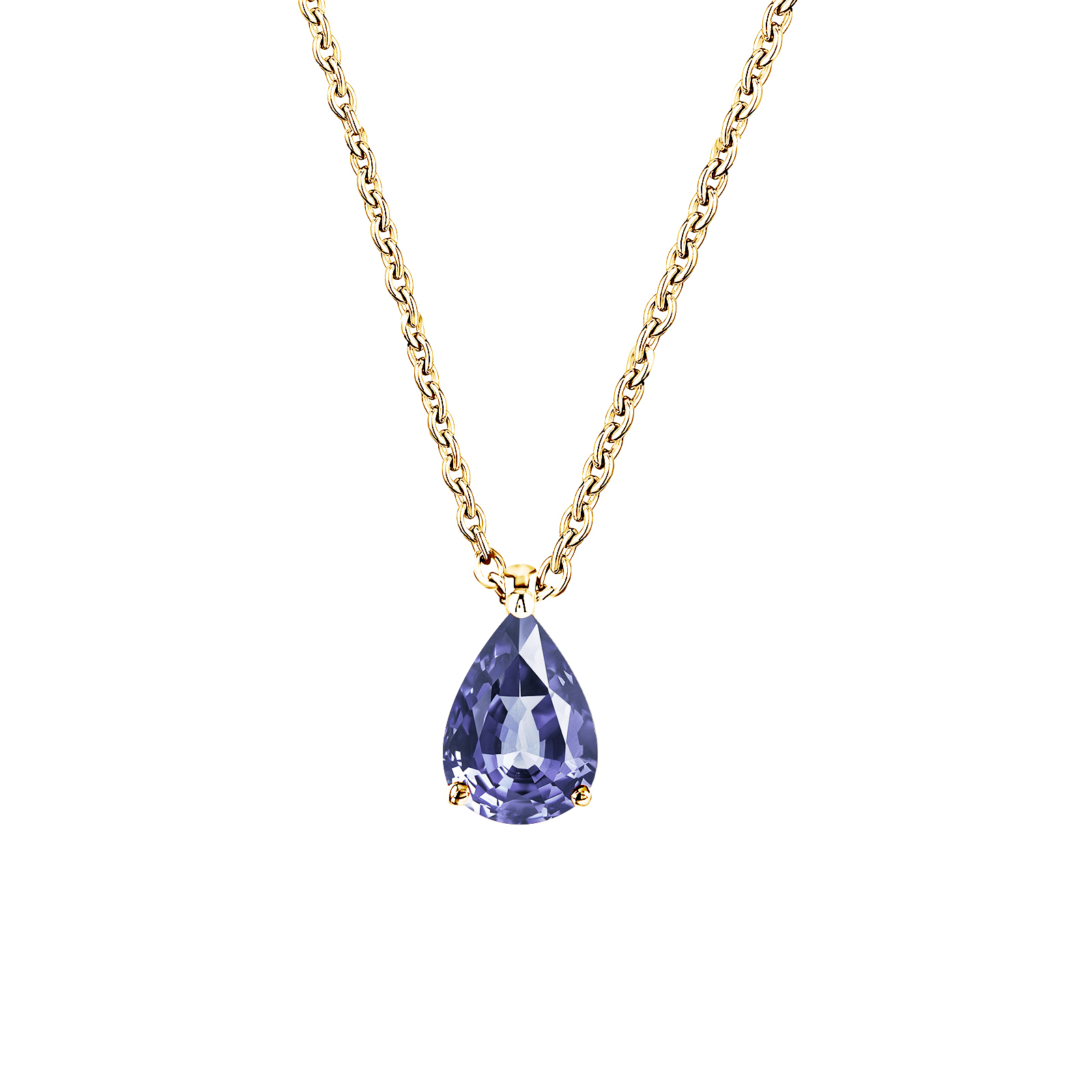 Pendentif Or jaune Tanzanite et diamants Lady Poire M 1