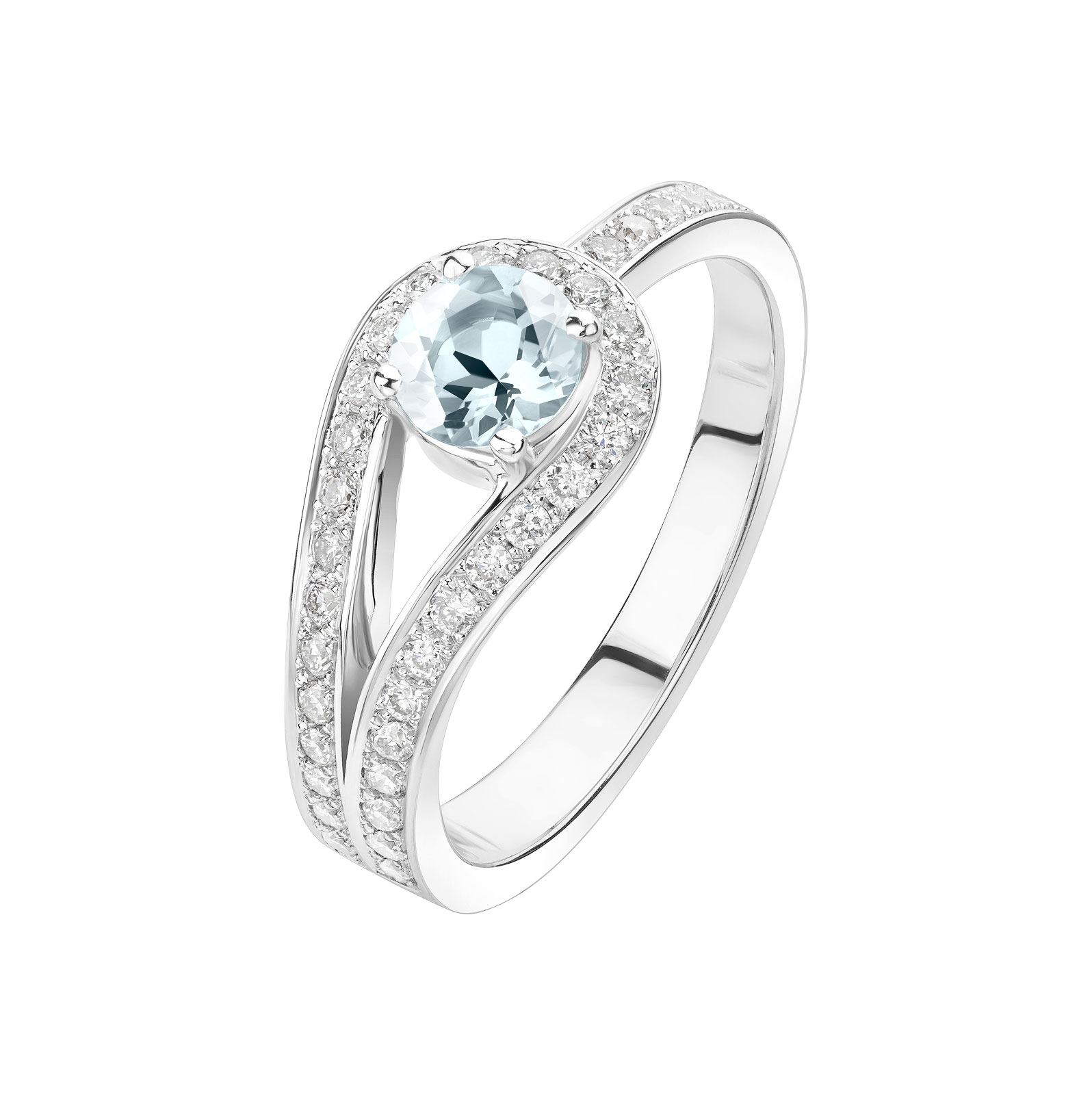 Ring White gold Aquamarine and diamonds Romy 1