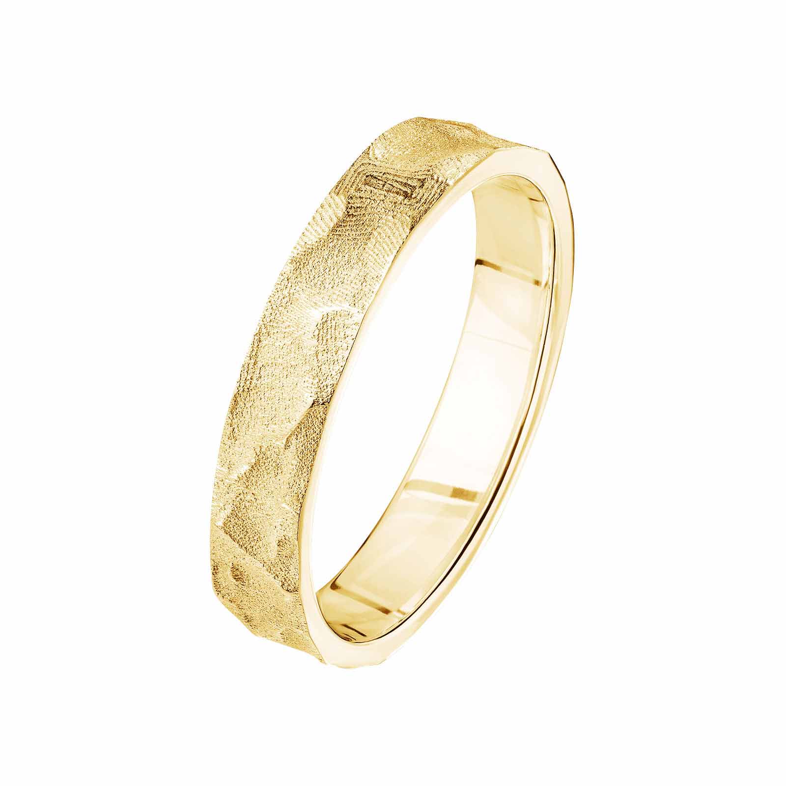 Wedding band Yellow gold St-Honore 4 mm Martelée 1