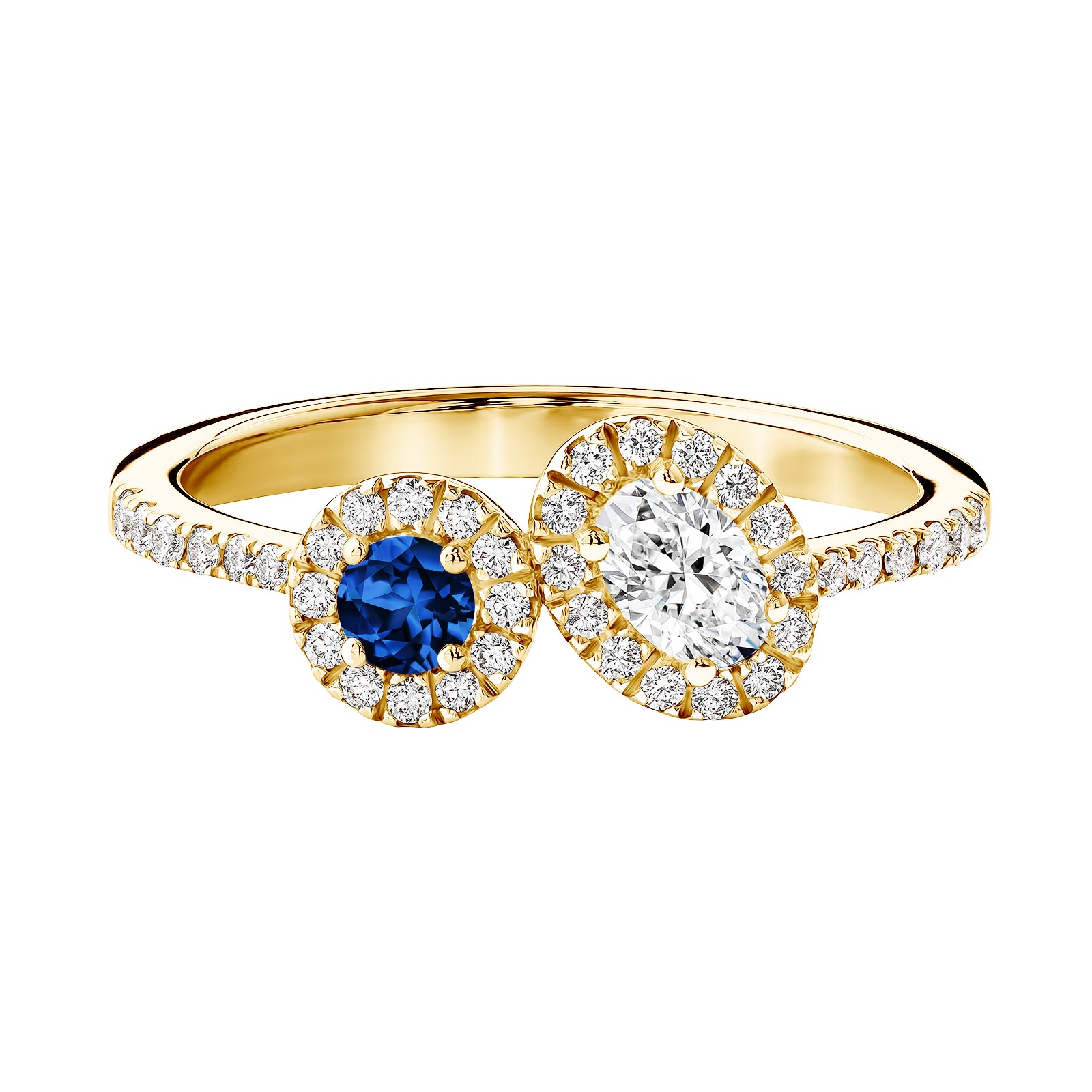 Ring Yellow gold Sapphire and diamonds AlterEgo Ovale 1