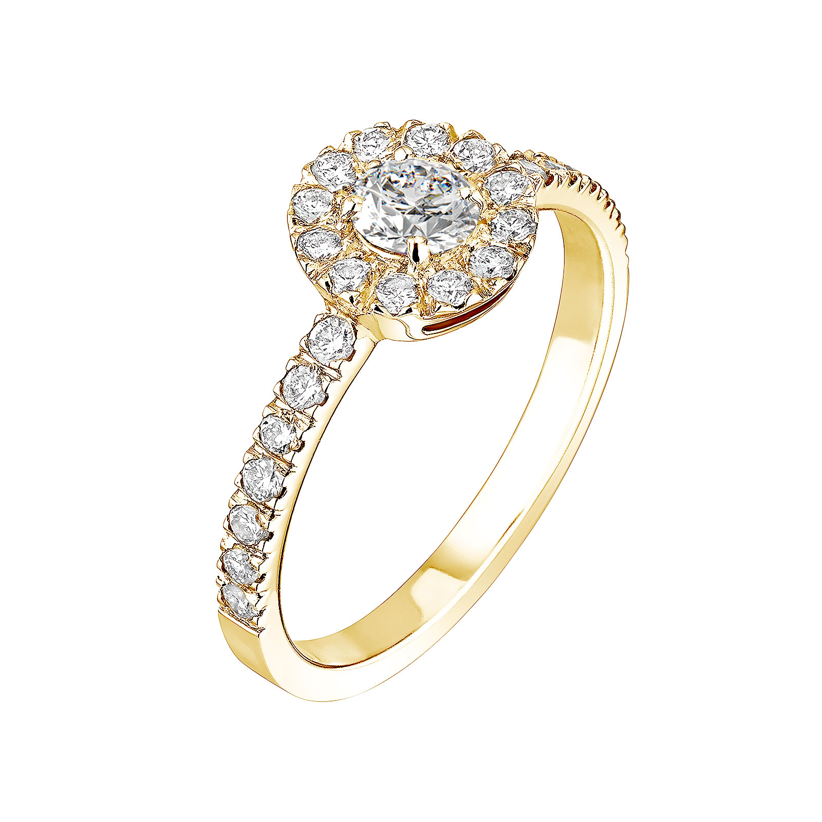 Ring Gelbgold Diamant Rétromantique Solo Pavée 1