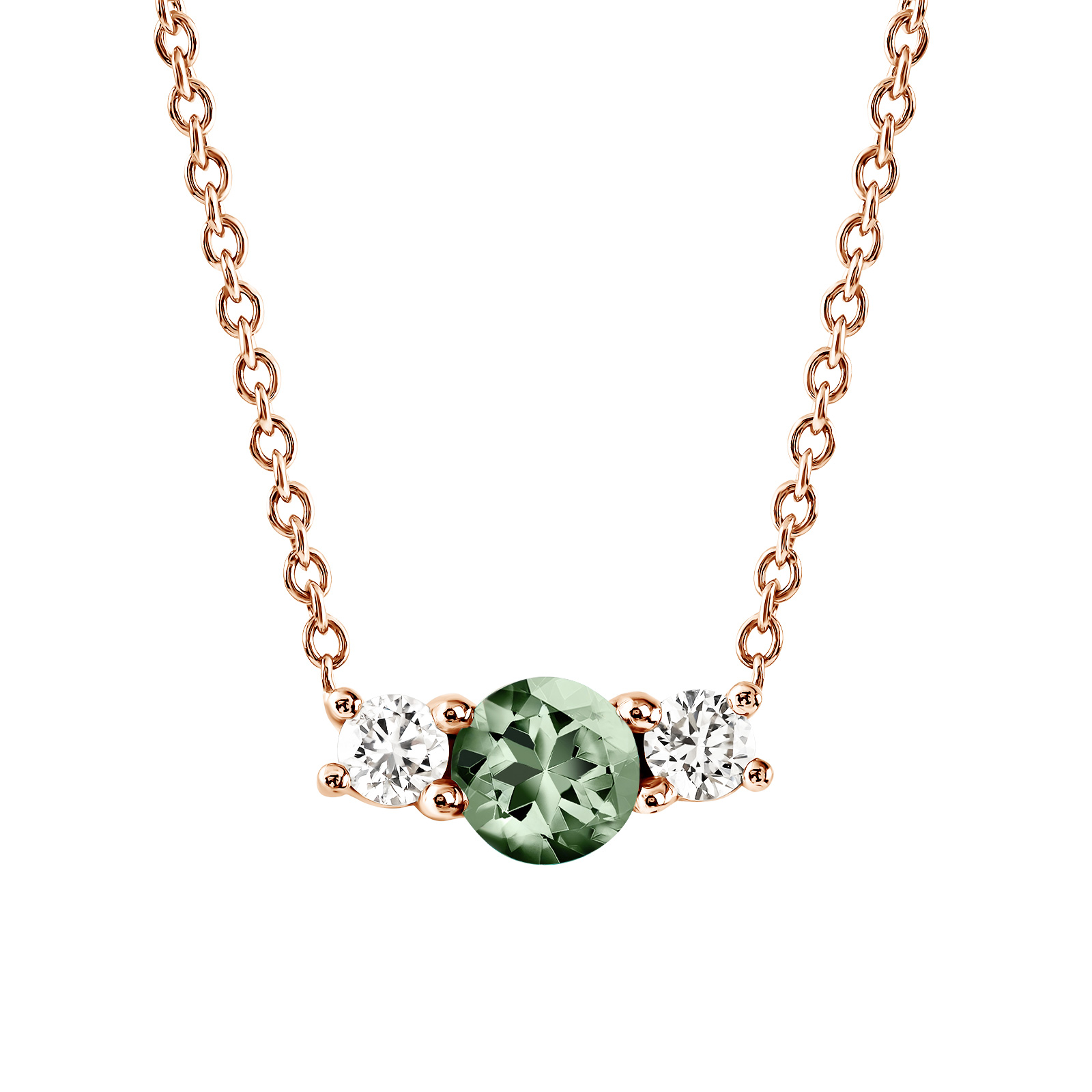 Pendentif Or rose Saphir Vert et diamants Lady Duo 1