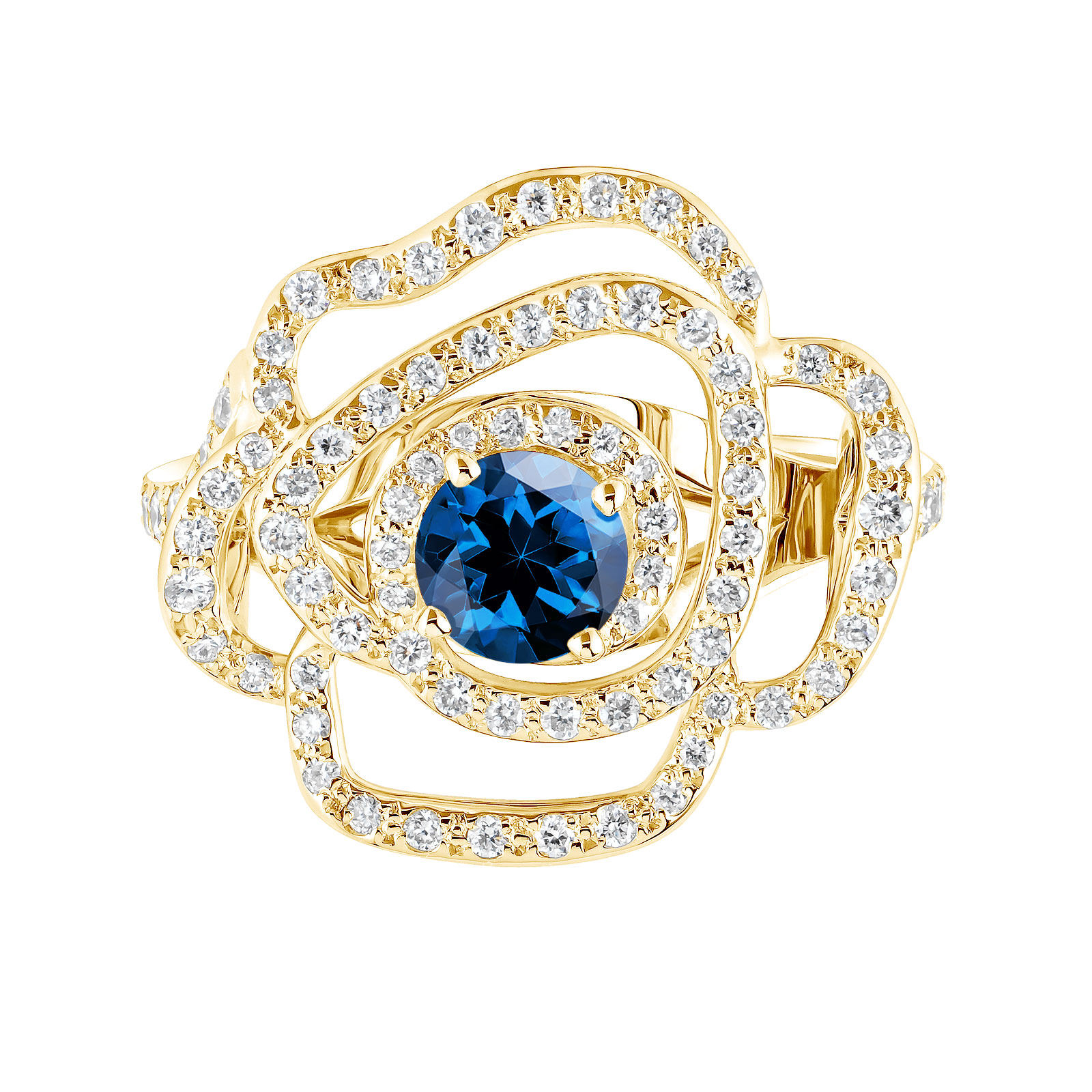 Ring Yellow gold Sapphire and diamonds PrimaRosa Alta 1