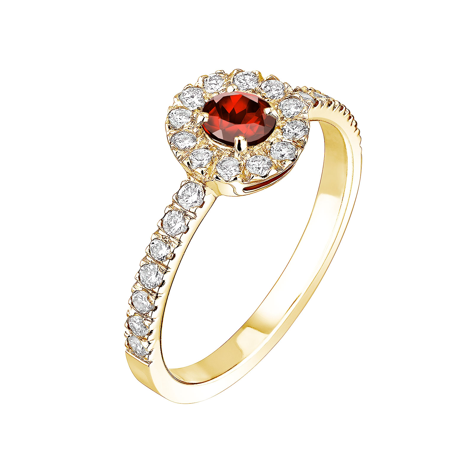 Ring Gelbgold Granat und diamanten Rétromantique Solo Pavée 1