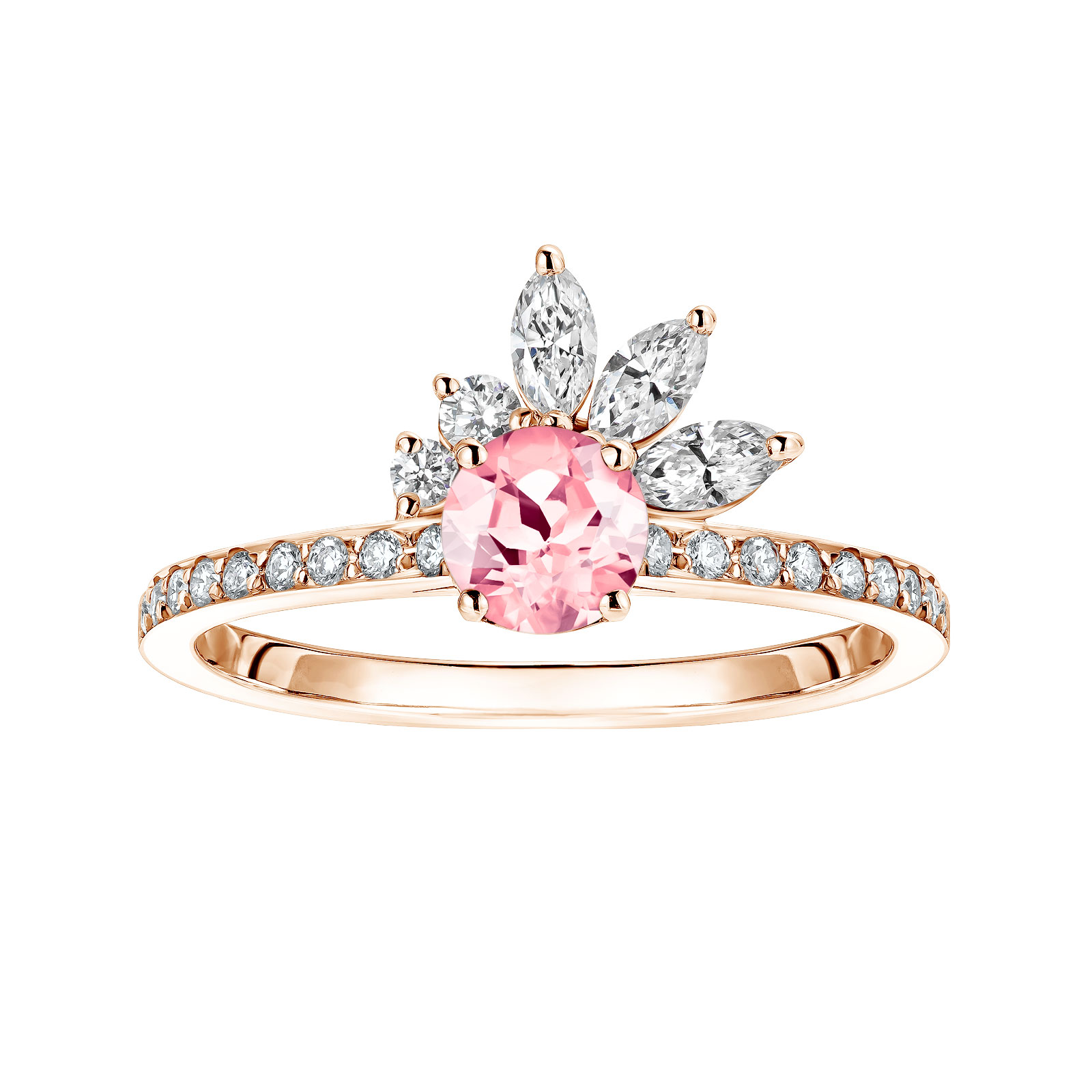 Ring Rose gold Tourmaline and diamonds Little EverBloom Pavée 1