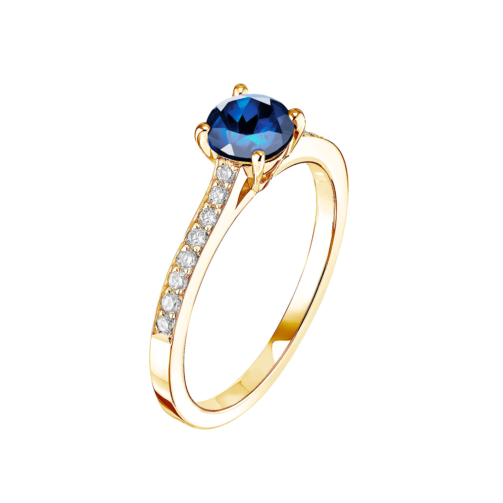 Ring Yellow gold Sapphire and diamonds Lady Pavée 1