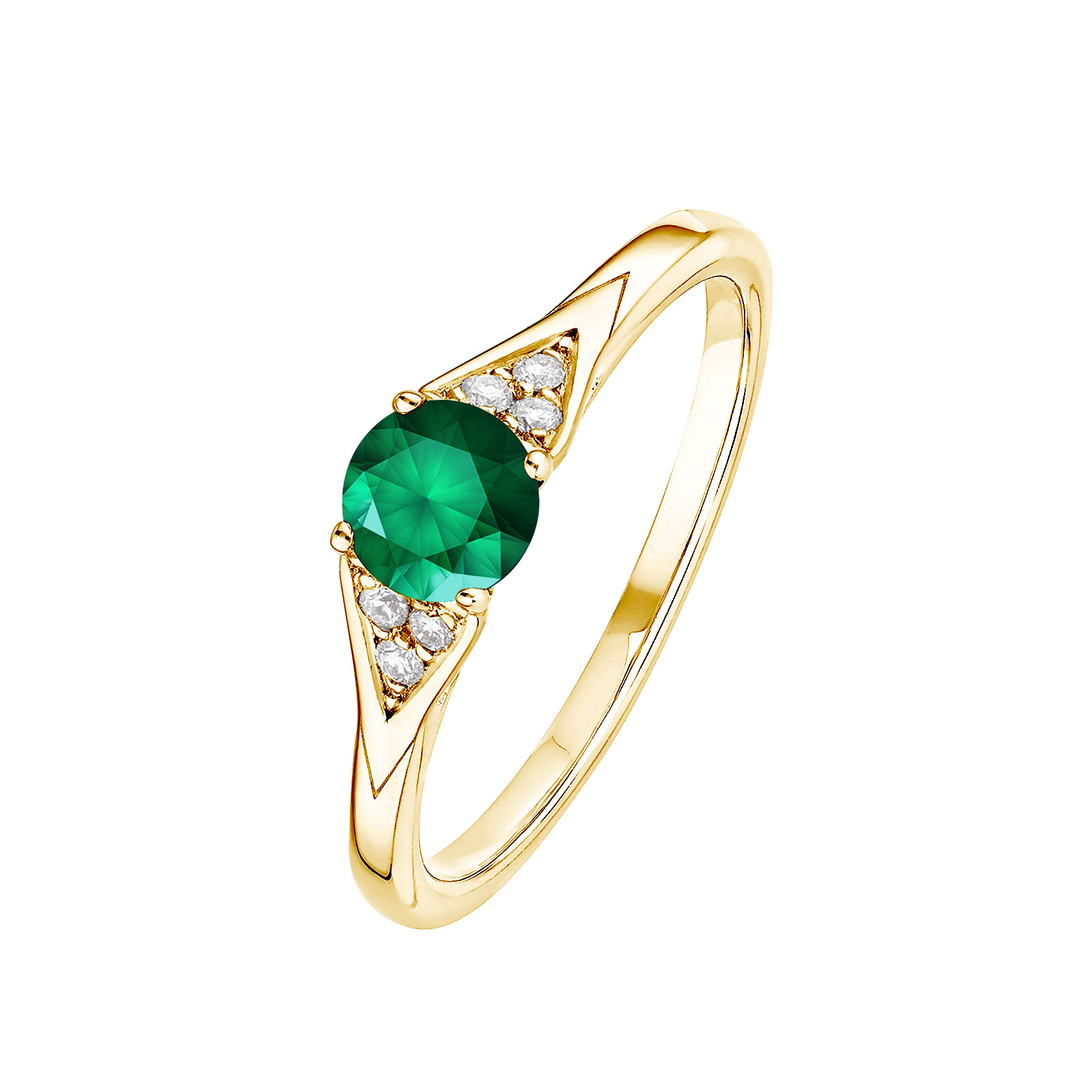 Ring Yellow gold Emerald and diamonds Lady Trio 1