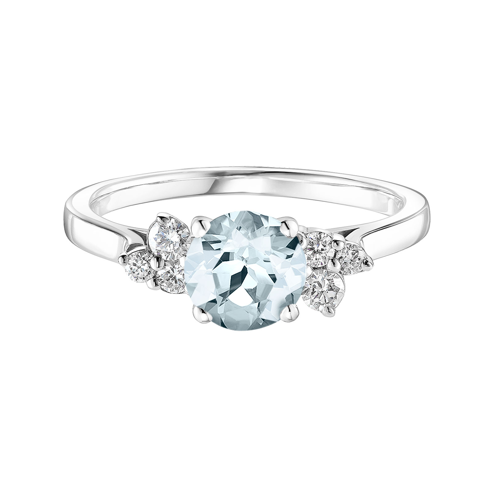 Ring Platinum Aquamarine and diamonds Baby EverBloom 6 mm 1