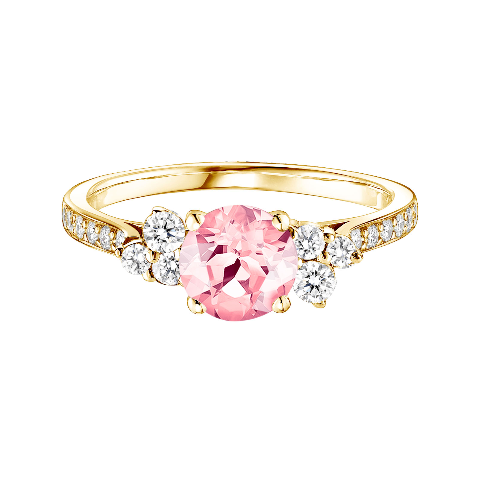 Ring Yellow gold Tourmaline and diamonds Baby EverBloom 6 mm Pavée 1