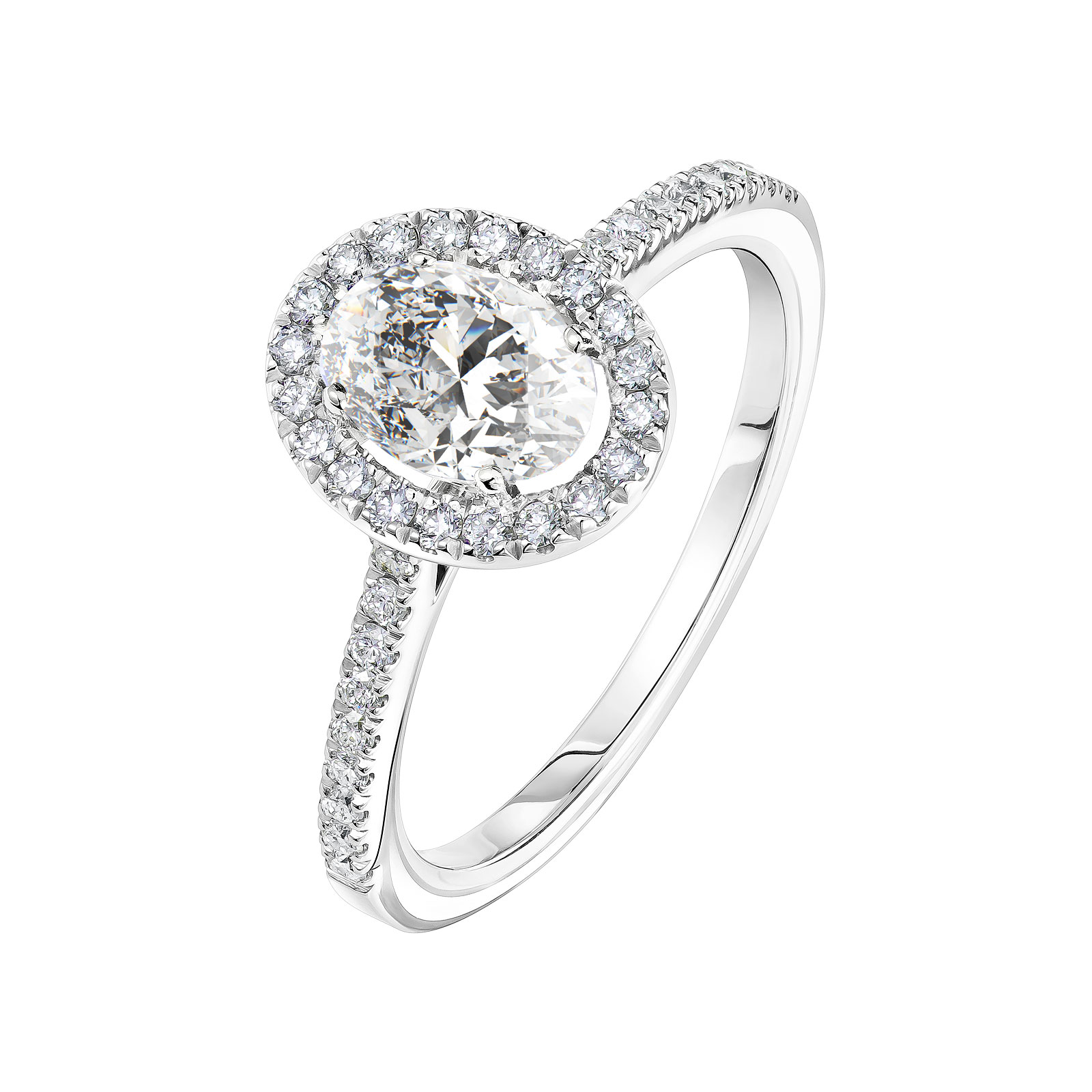 Ring Platinum Diamond Rétromantique Ovale Pavée 1
