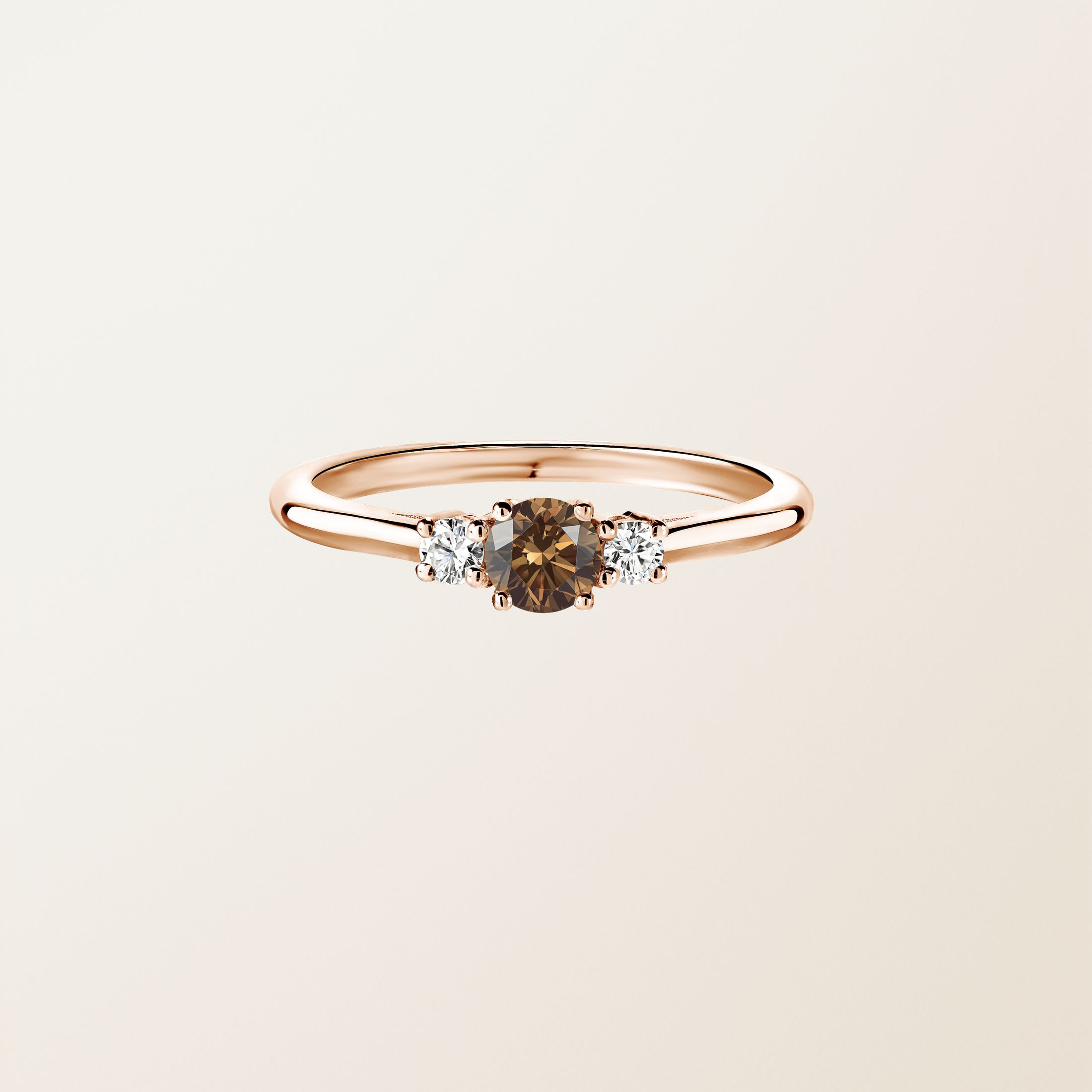 Bague Or rose Diamant Chocolat et diamants Baby Lady Duo