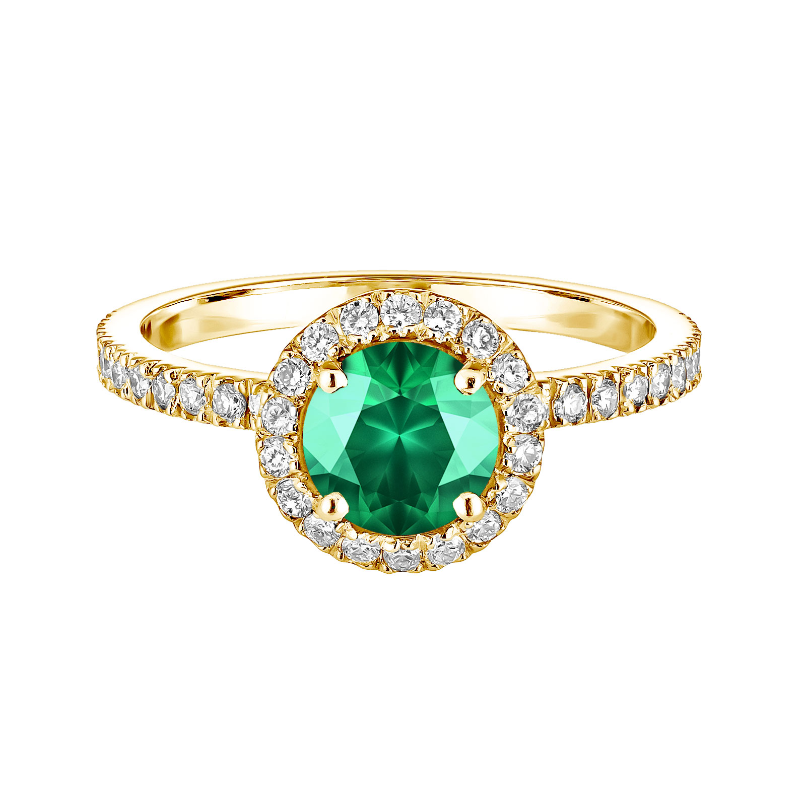 Ring Gelbgold Smaragd und diamanten Rétromantique L Pavée 1