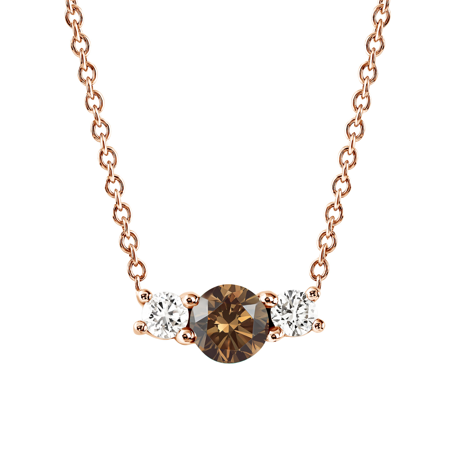 Pendentif Or rose Diamant Chocolat et diamants Lady Duo 1