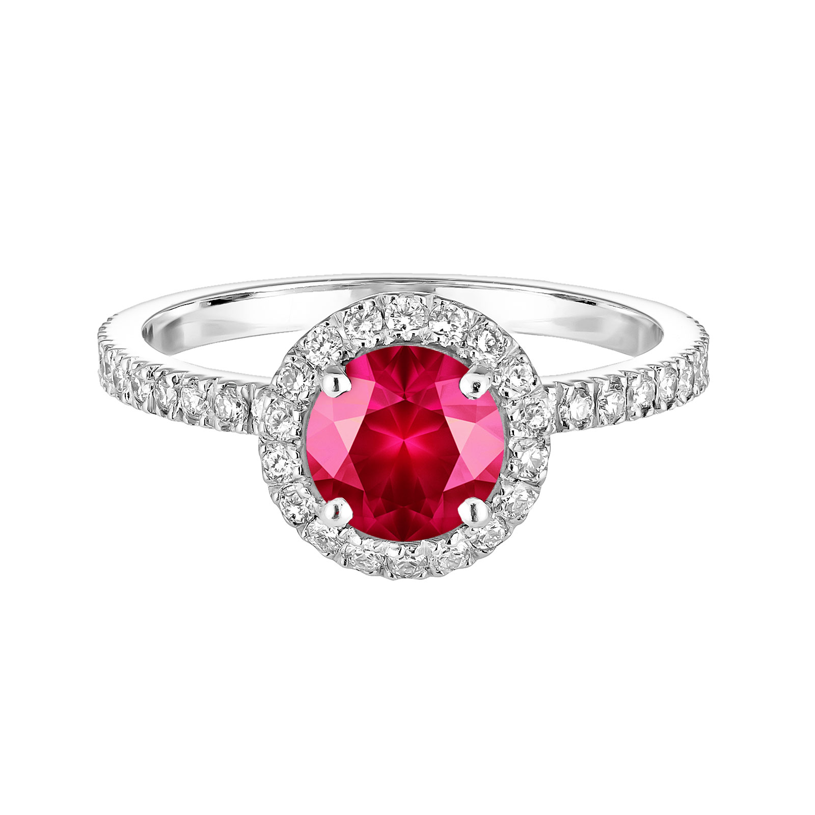 Ring White gold Ruby and diamonds Rétromantique L Pavée 1