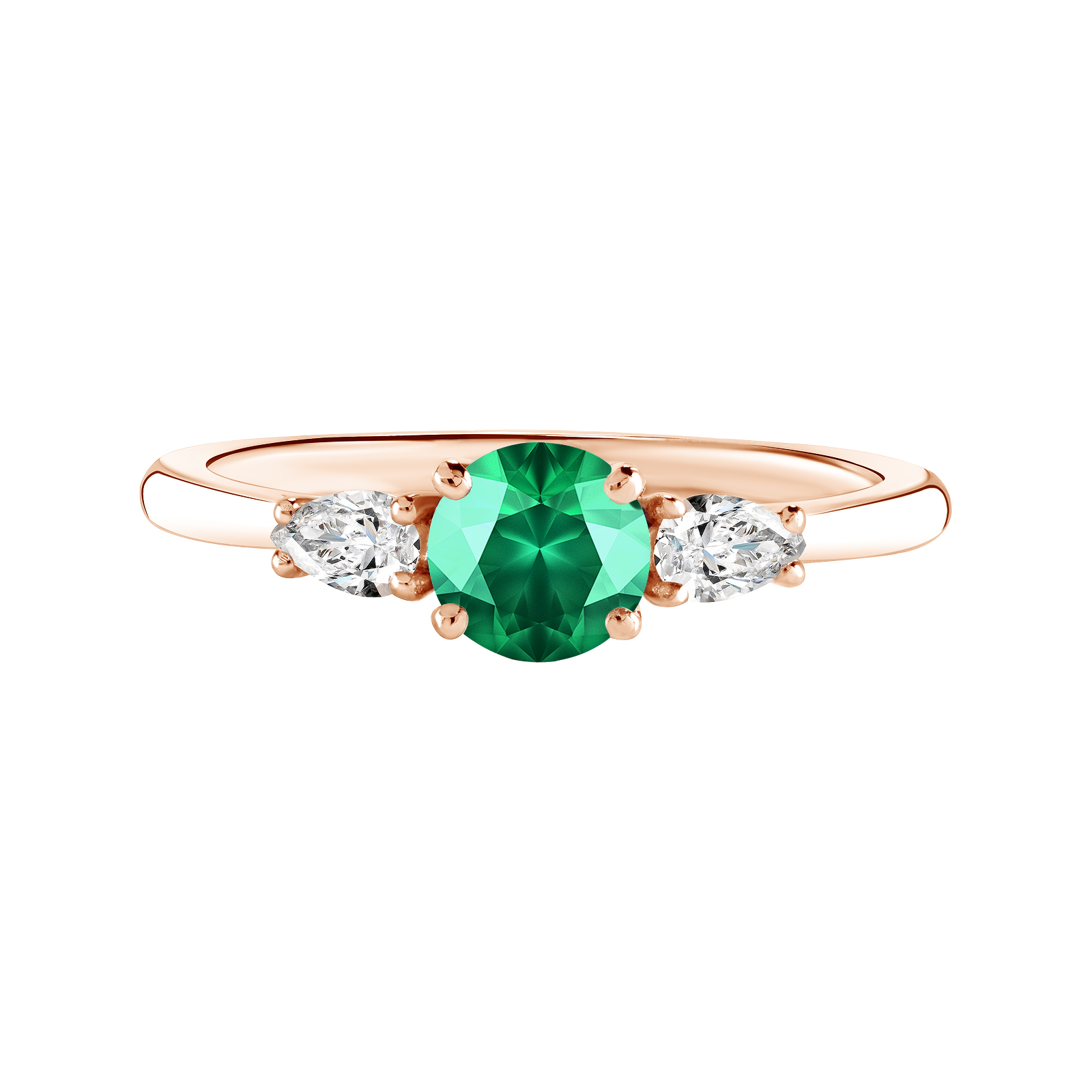 Ring Rose gold Emerald and diamonds Little Lady Duo de Poires 1