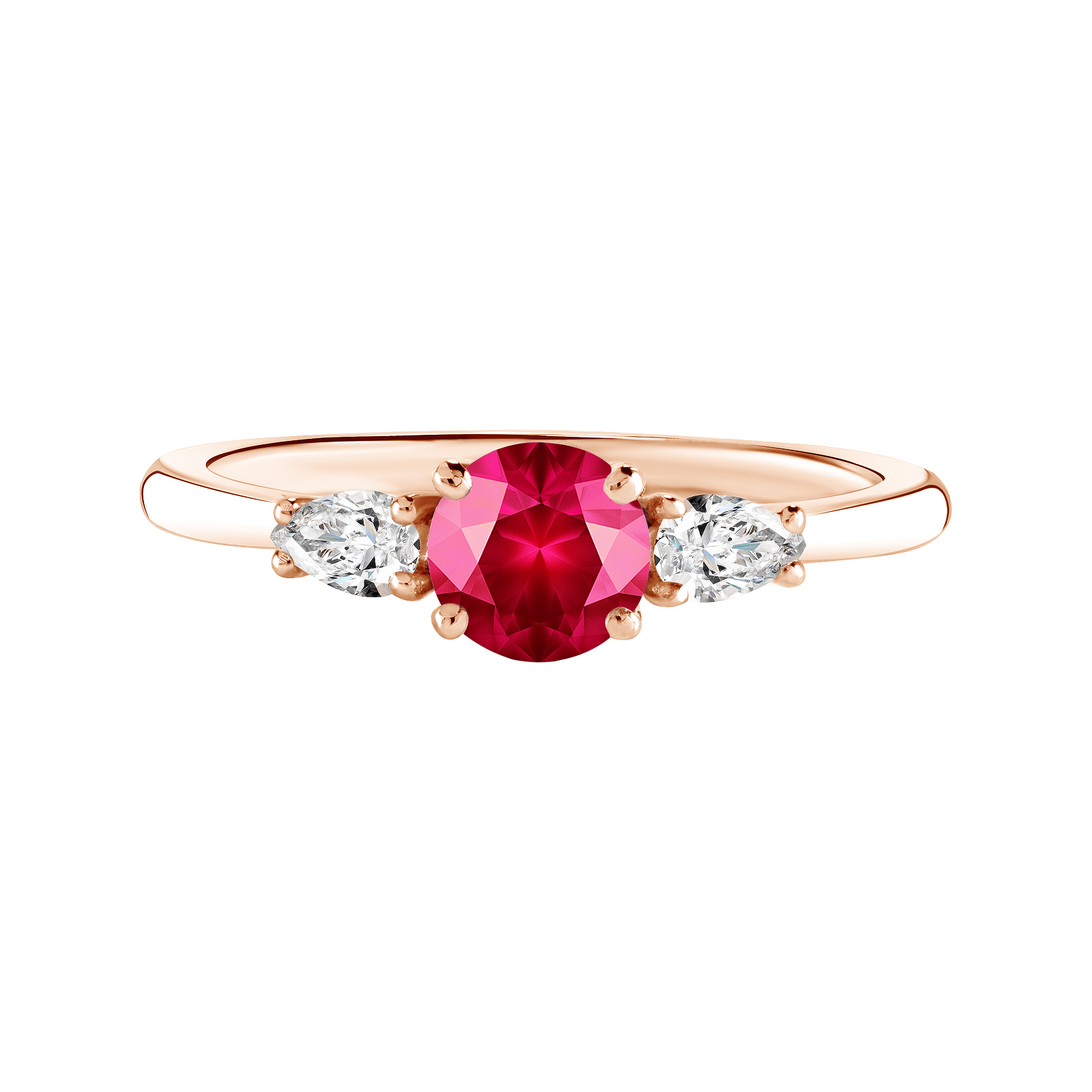 Ring Rose gold Ruby and diamonds Little Lady Duo de Poires 1