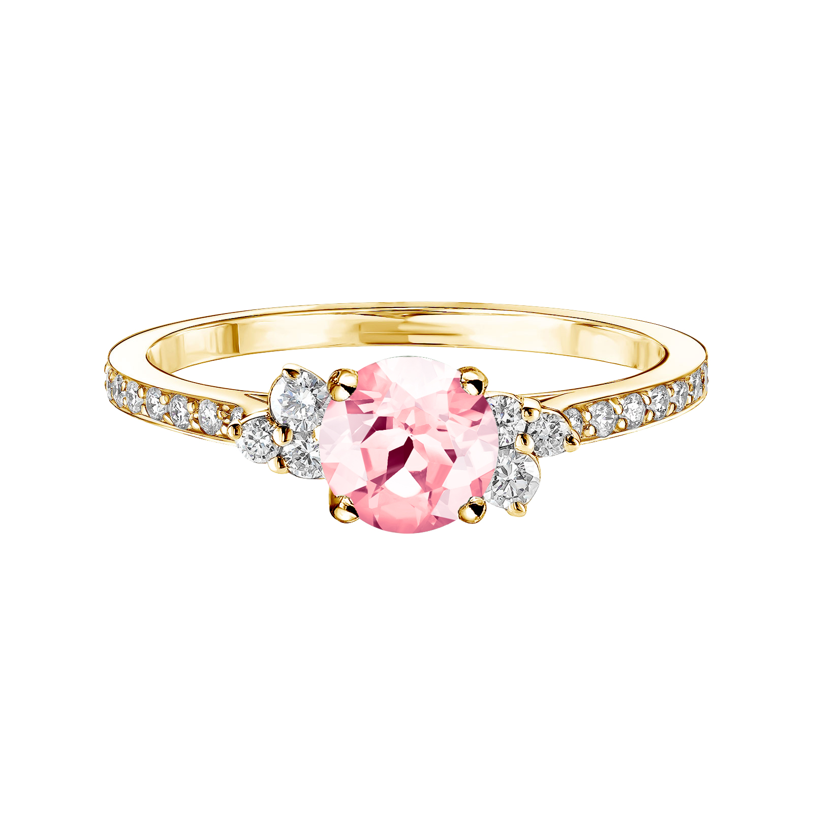 Ring Yellow gold Tourmaline and diamonds Baby EverBloom 5 mm Pavée 1