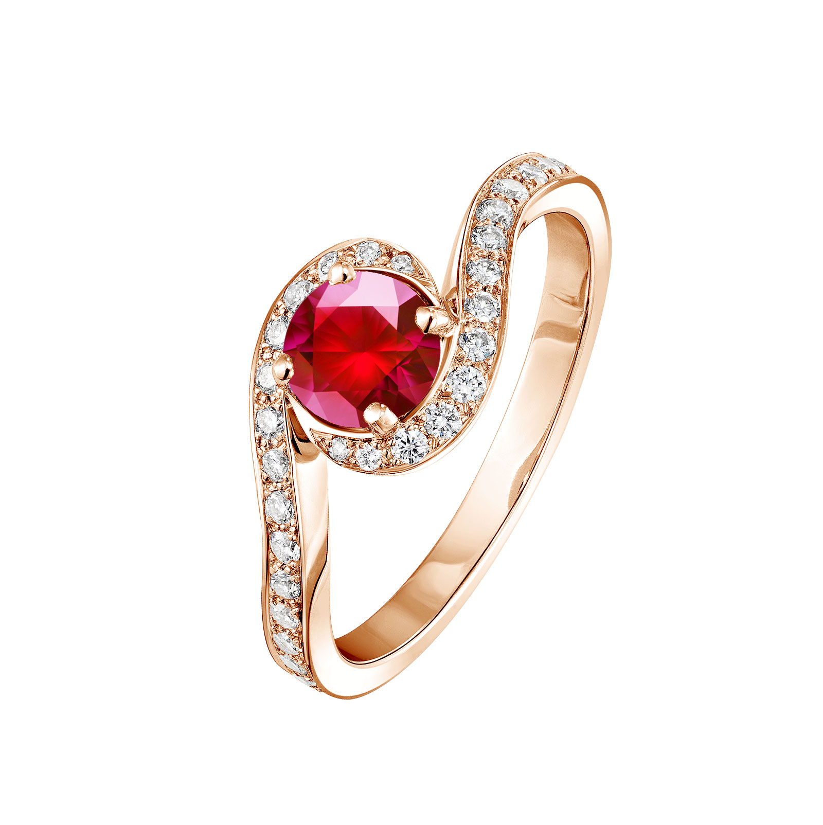 Ring Rose gold Ruby and diamonds Amelia 1
