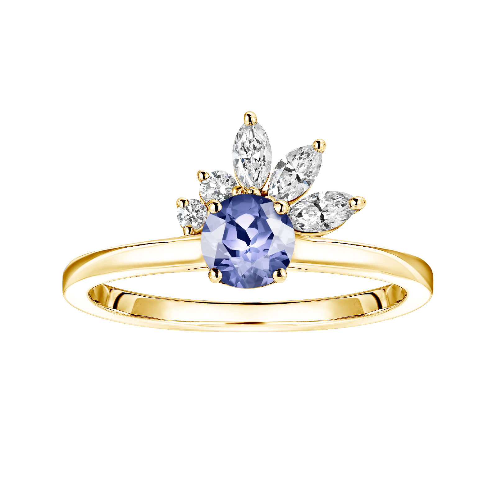 Ring Yellow gold Tanzanite and diamonds Little EverBloom 1
