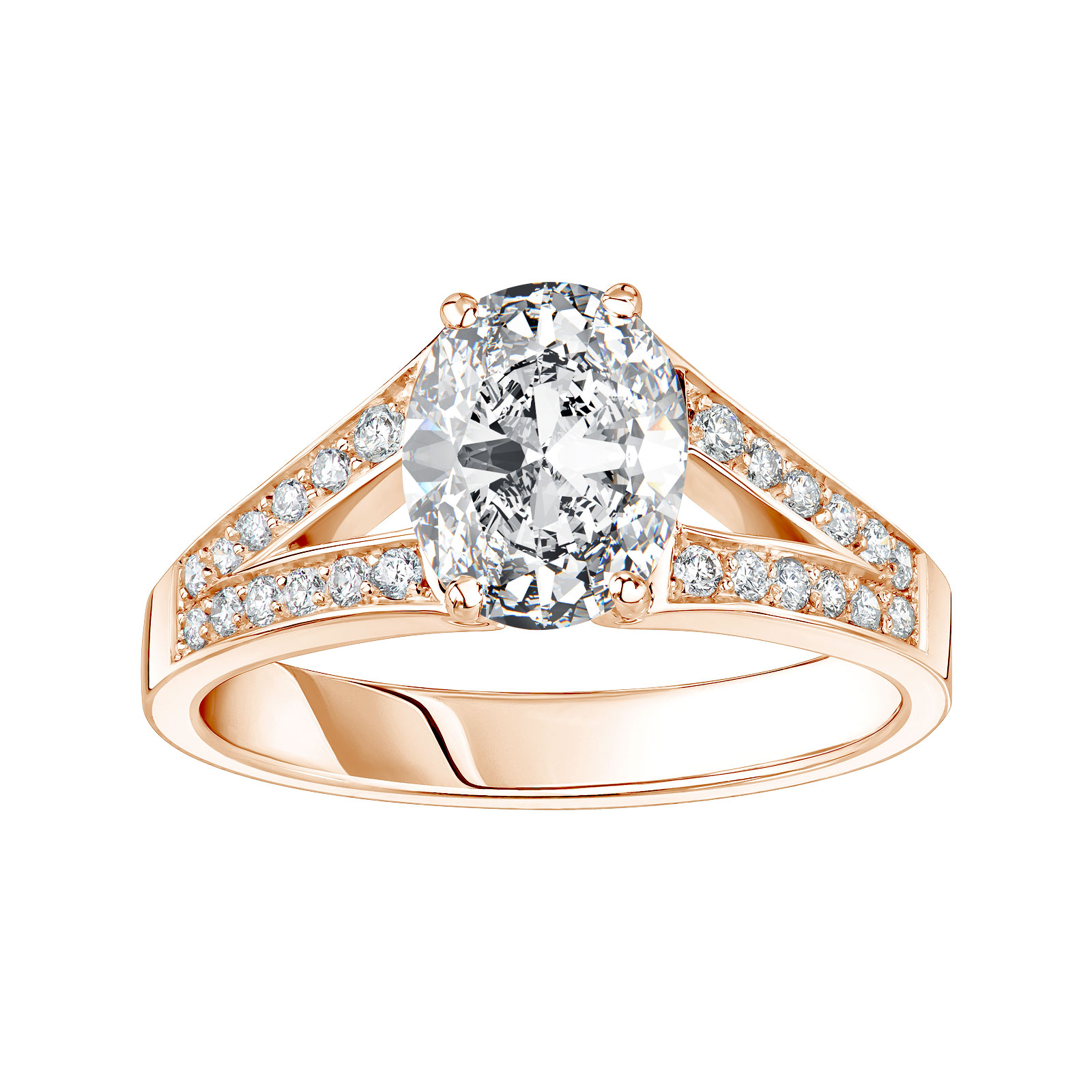 Ring Rose gold Diamond Rétromantique Tiare Pavée 1