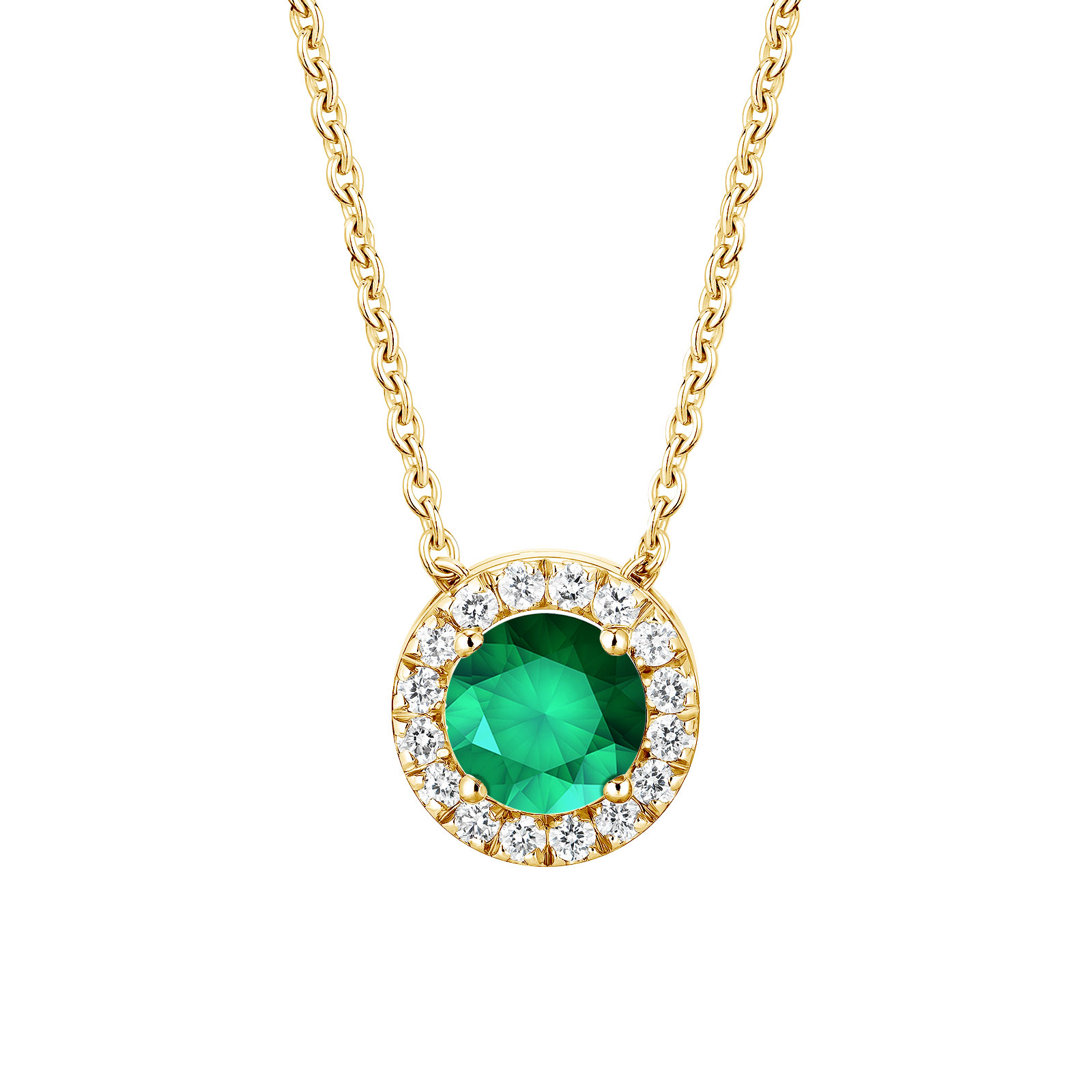 Pendant Yellow gold Emerald and diamonds Rétromantique M 1