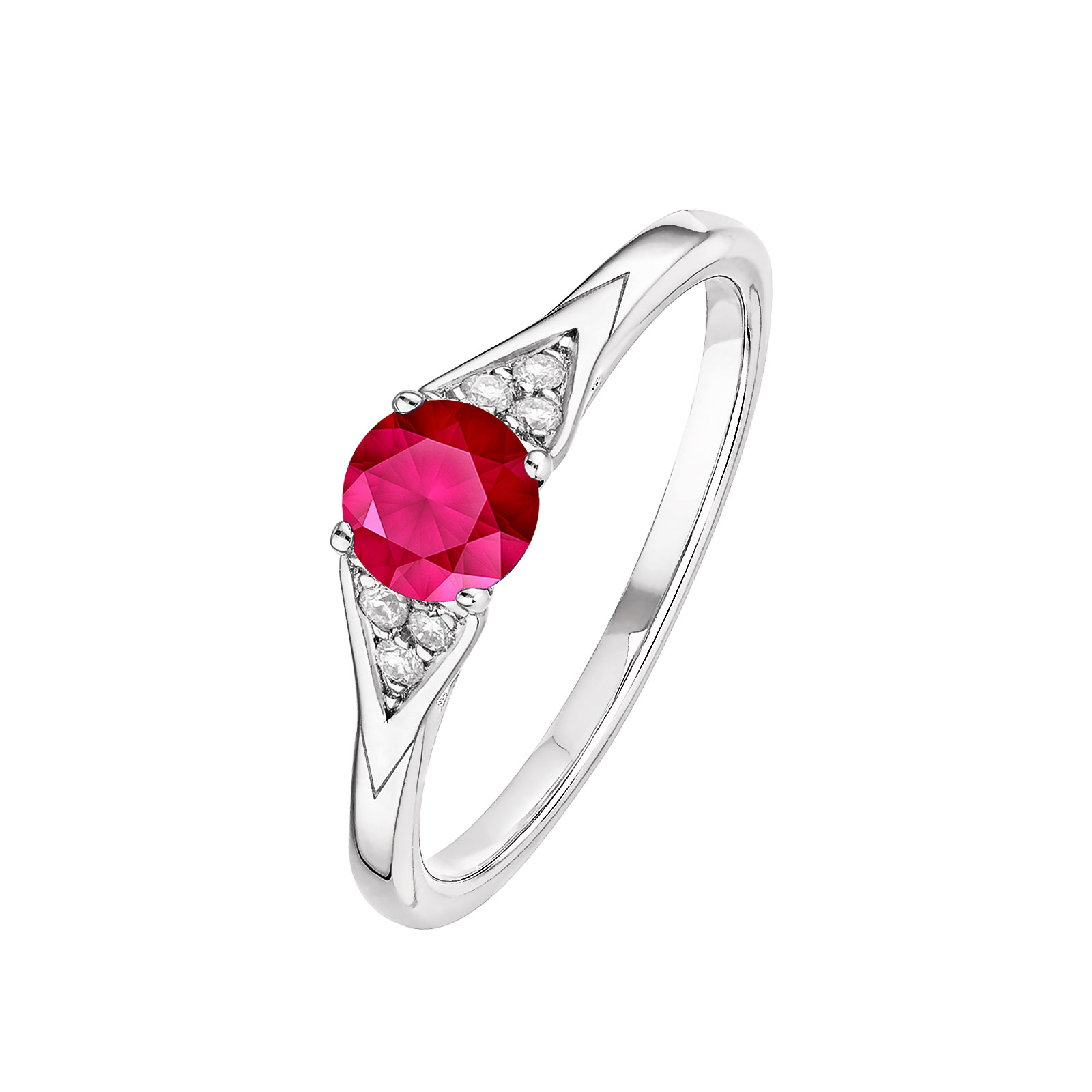 Ring White gold Ruby and diamonds Lady Trio 1