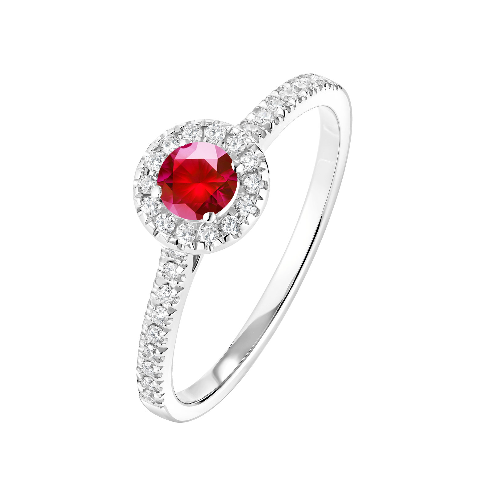 Ring White gold Ruby and diamonds Rétromantique S Pavée 1