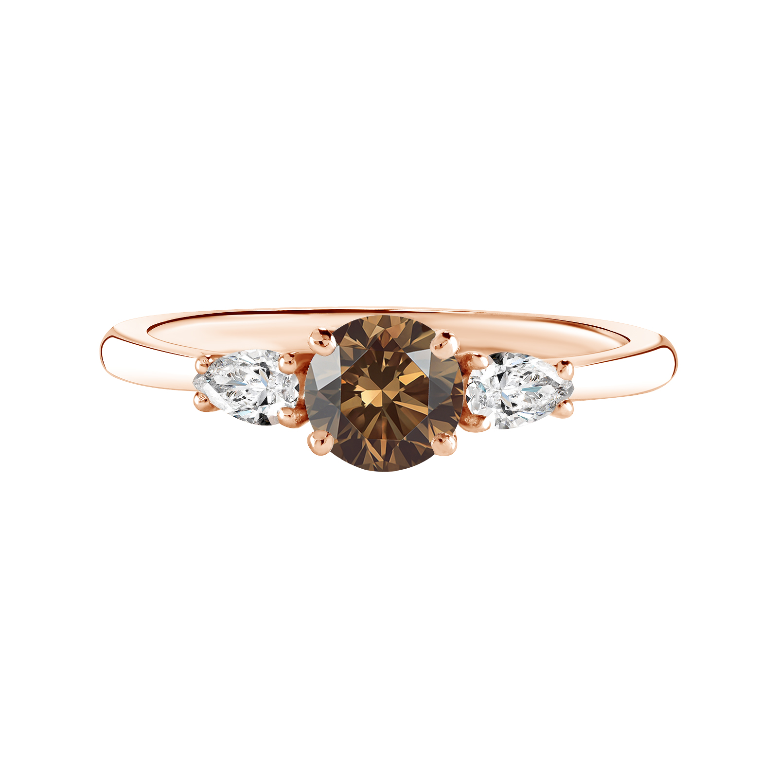 Ring Rose gold Chocolate Diamond and diamonds Little Lady Duo de Poires 1