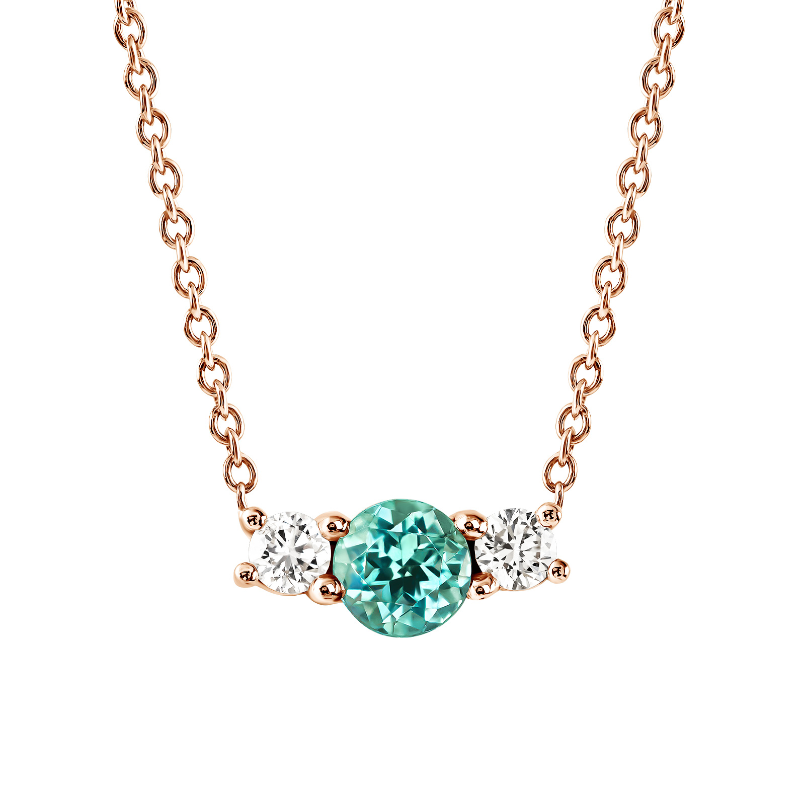 Pendentif Or rose Tourmaline Mint et diamants Lady Duo 1
