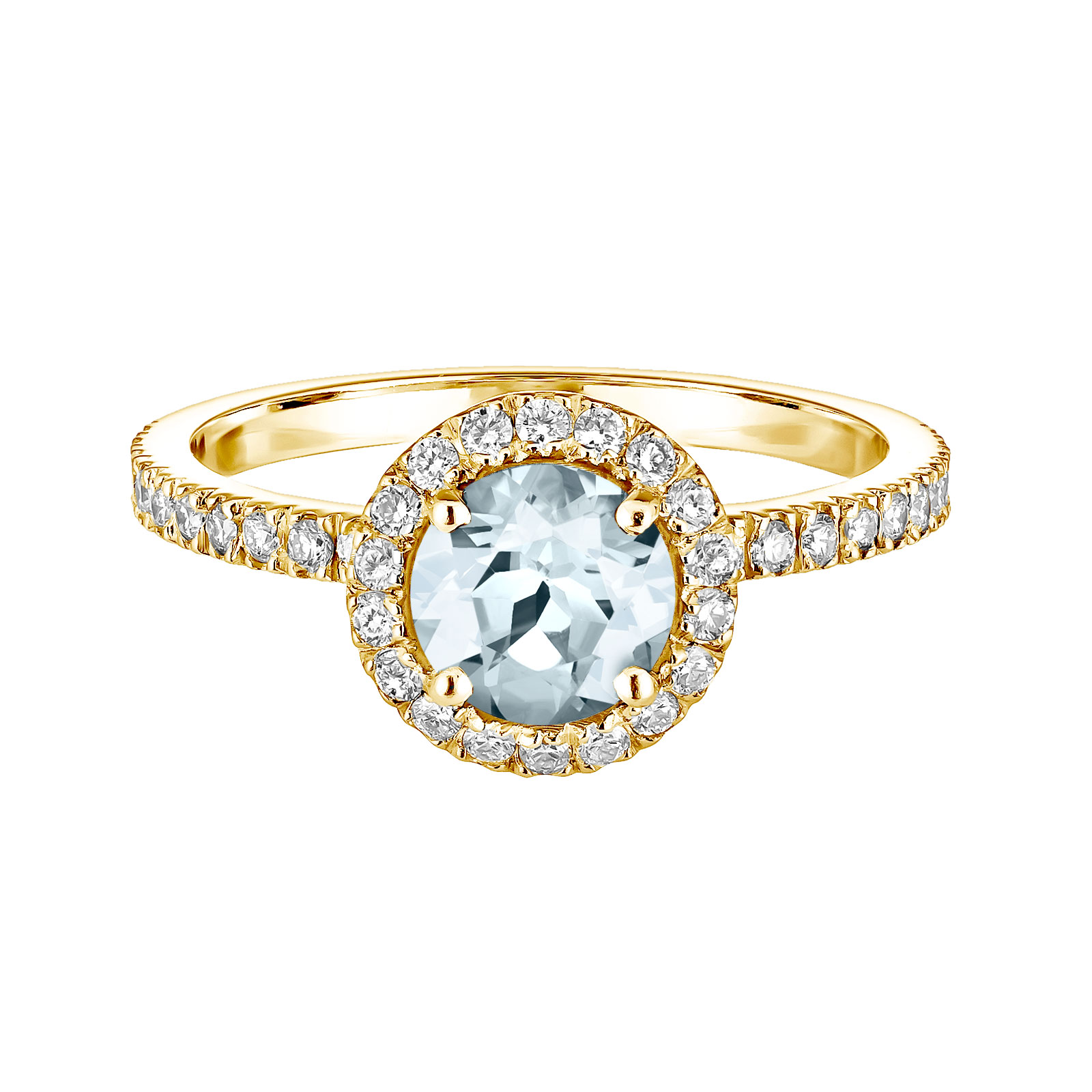 Ring Gelbgold Aquamarin und diamanten Rétromantique L Pavée 1