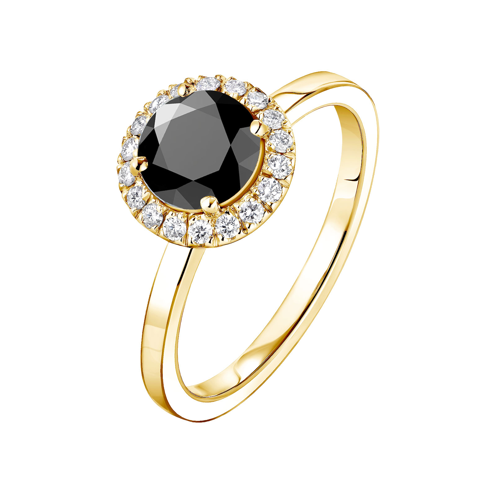 Bague Or jaune Spinelle noir et diamants Rétromantique L 1