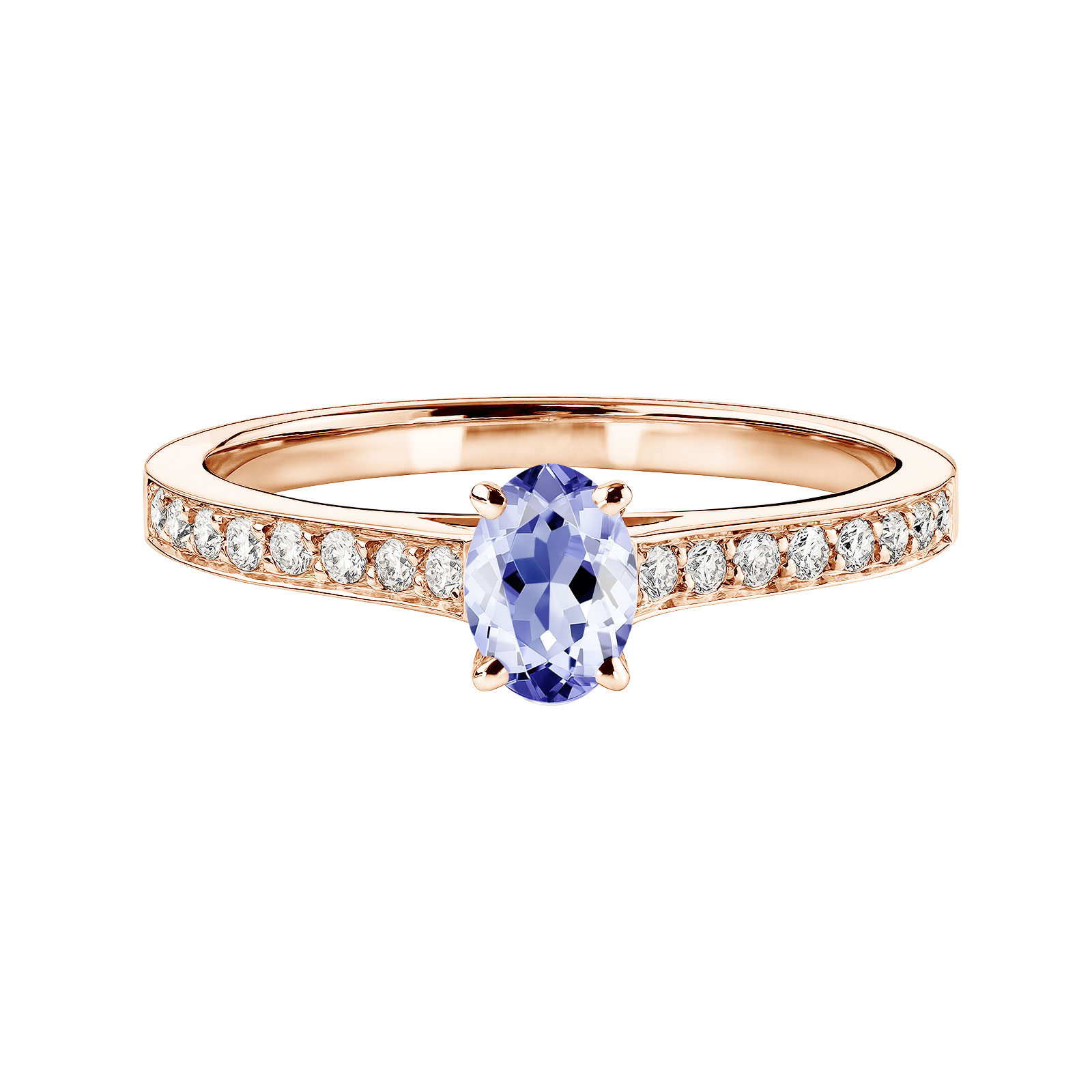 Ring Rose gold Tanzanite and diamonds Lady Ovale Pavée 1