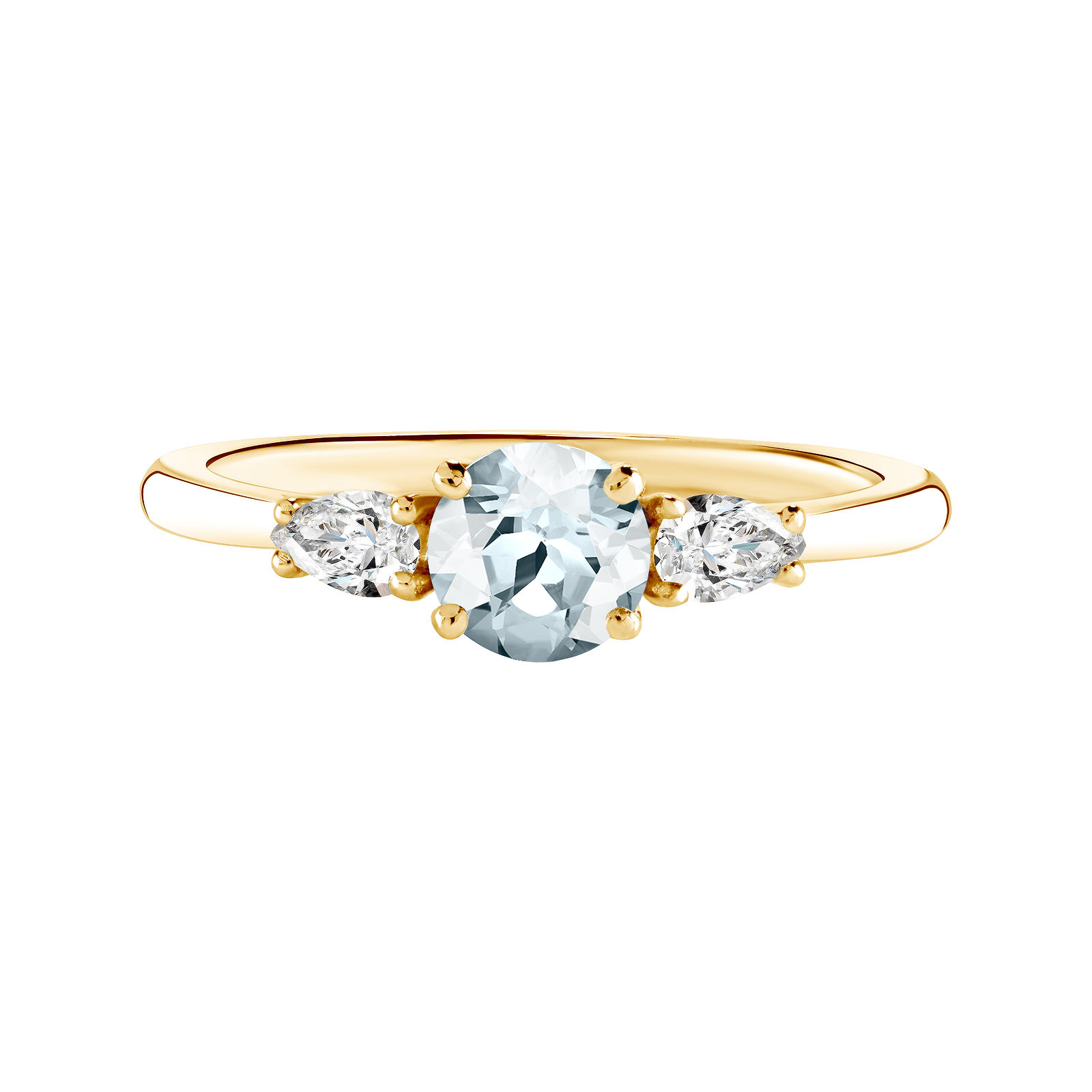 Ring Yellow gold Aquamarine and diamonds Little Lady Duo de Poires 1